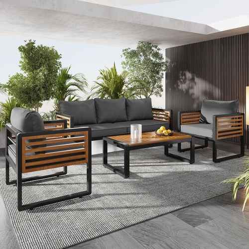 Large Size 4-pieces Outdoor Furniture sofa for 5 Person Conversation