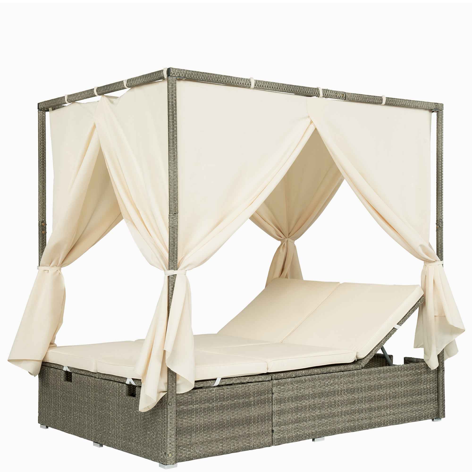 Adjustable Sun Bed With Curtain,High Comfort,With 3 Colors