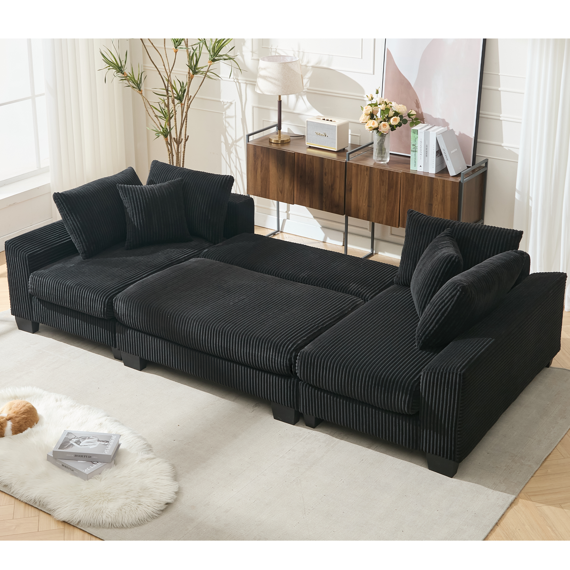 114' Sleeper Sofa,U Shaped Sofa , Pull Out Bed,Convertible Oversize 2