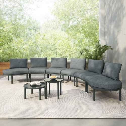 8-Piece Patio Sofa Furniture Set, Half Moon Outdoor Sectional Sofa