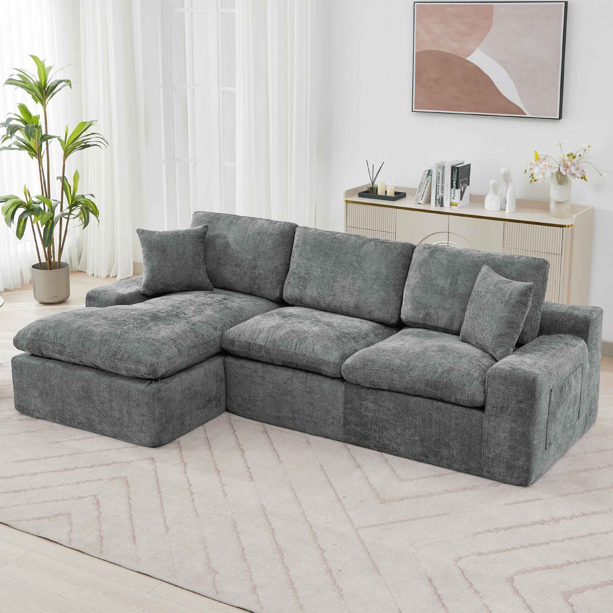 Cloud Sectional Sofa 107.9' Upholstered Sofa Couch with Double-layer