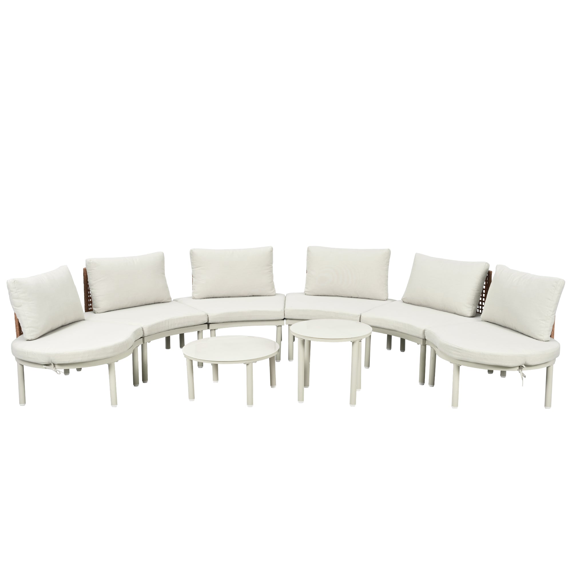 8-Piece Patio Sofa Furniture Set, Half Moon Outdoor Sectional Sofa