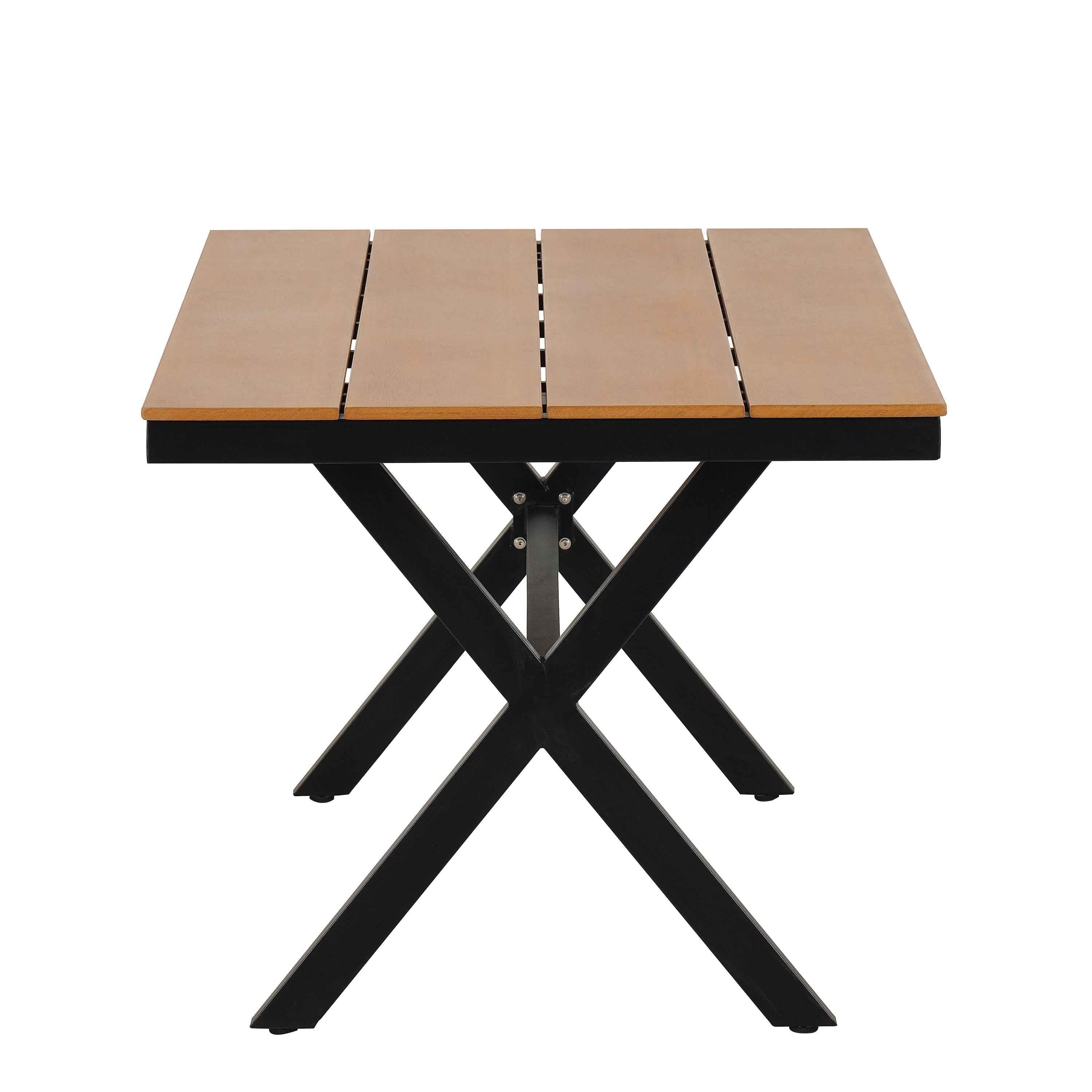 Contemporary Outdoor Set with PE Rattan Chairs and Plastic Wood