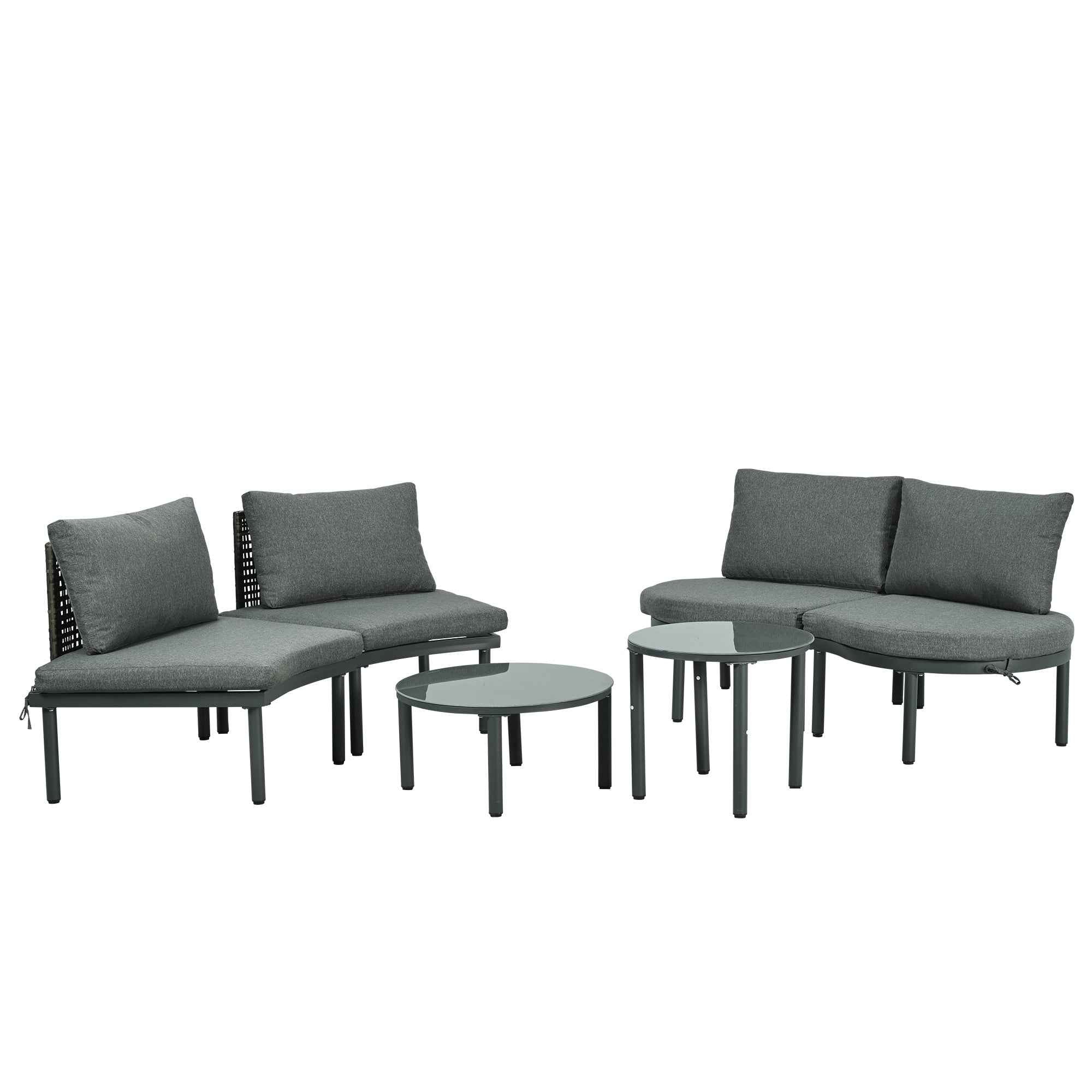 6-Piece Patio Sofa Furniture Set, Half Moon Outdoor Sectional Sofa