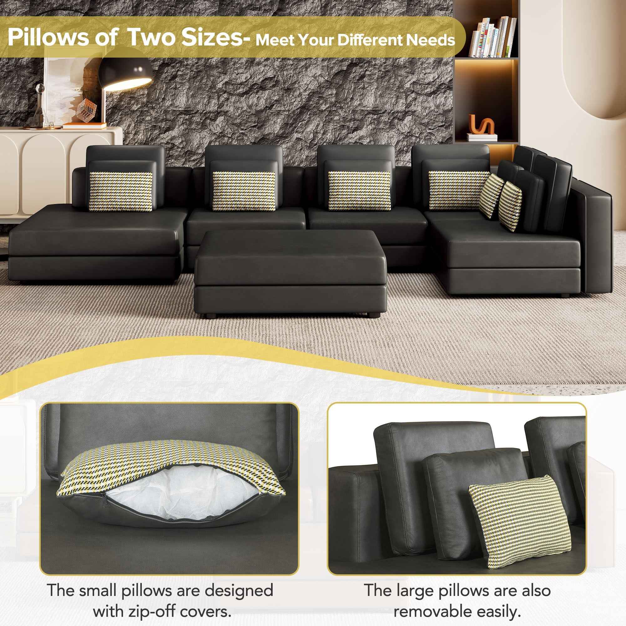 112.7" Modular Sectional Sofa Corner Sofa Chaise Lounge with Movable
