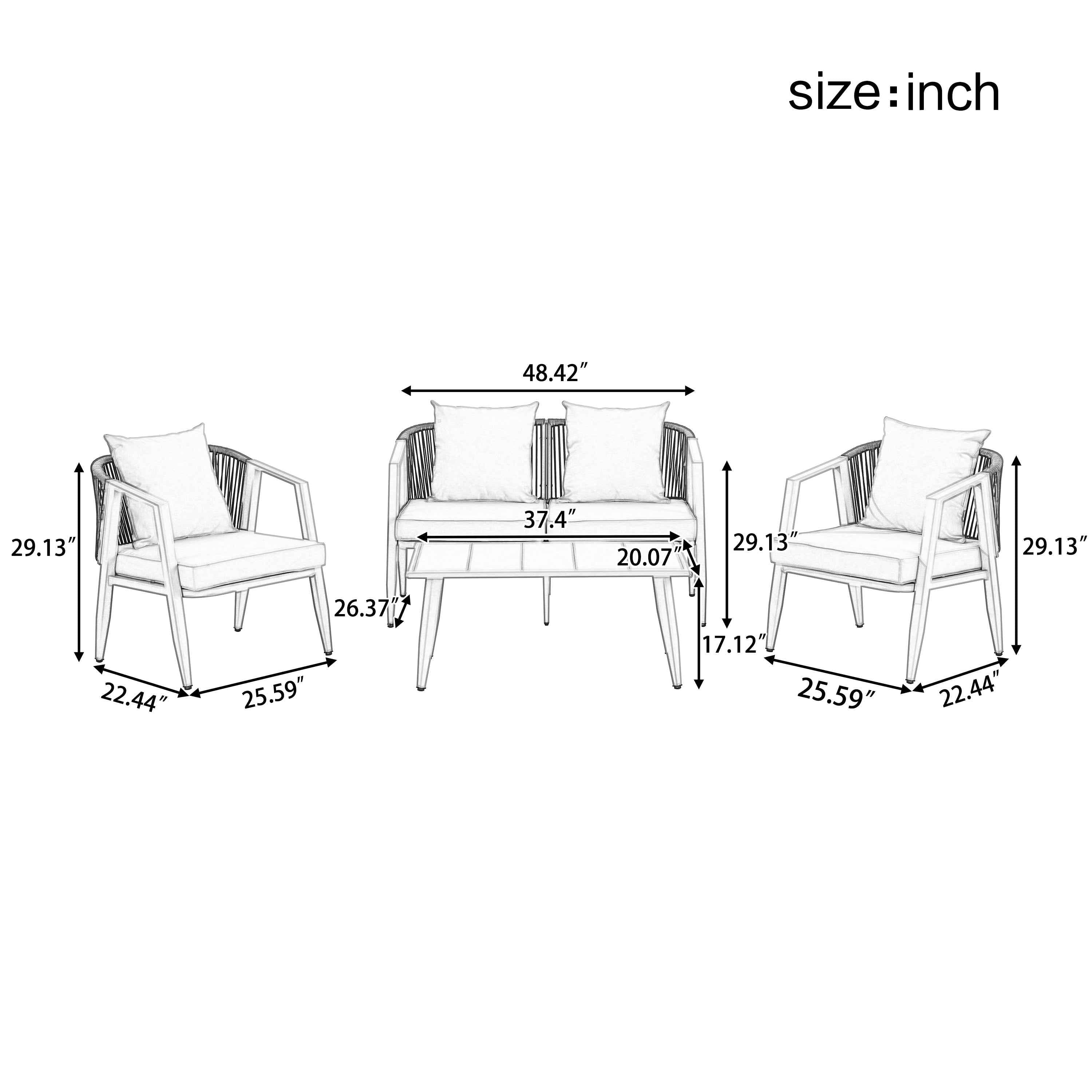 Durable and Comfortable Outdoor Seating Set,Suitable for Patios,