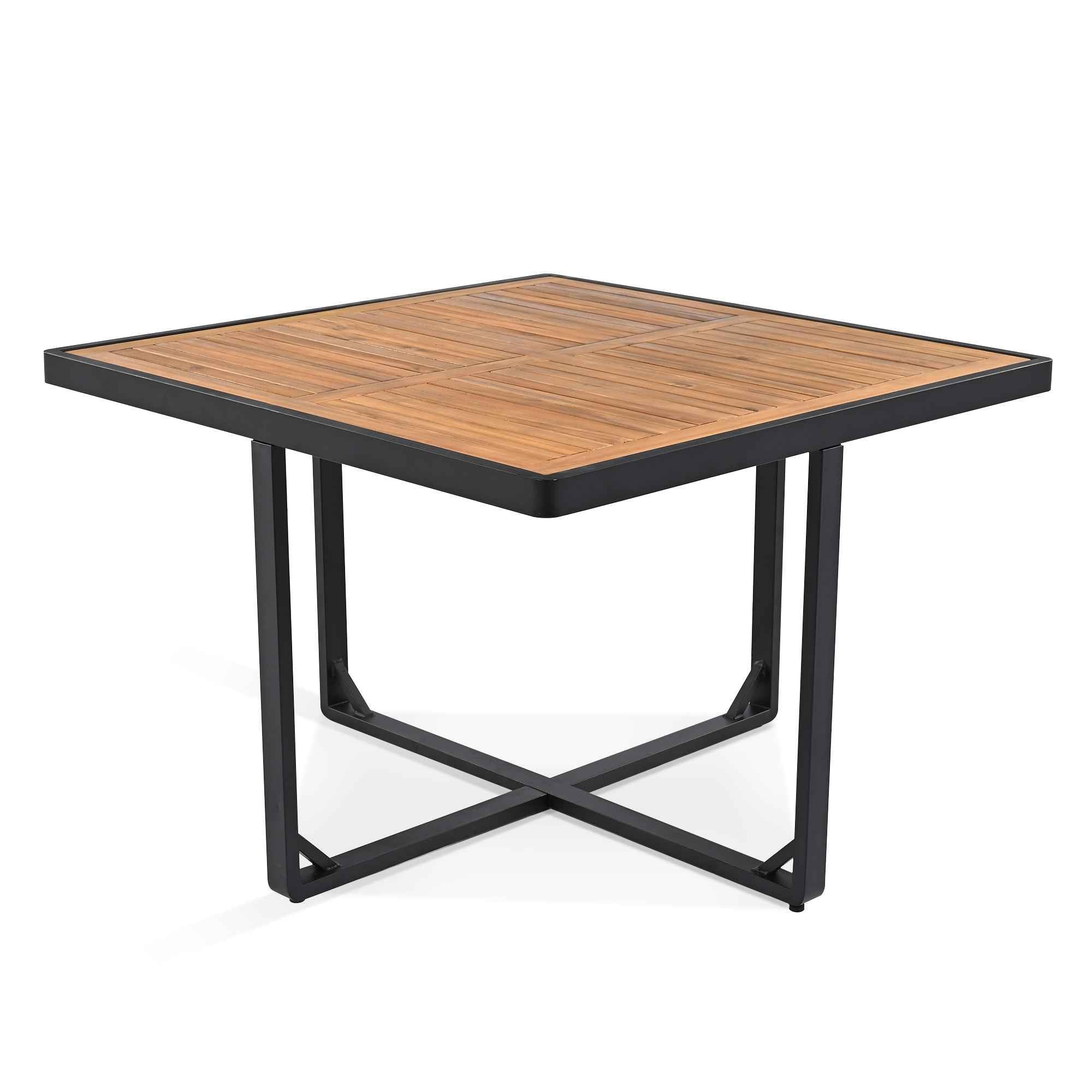 9-Pieces Acacia Wood Patio Dining Set, Space Saving Outdoor Patio Set,