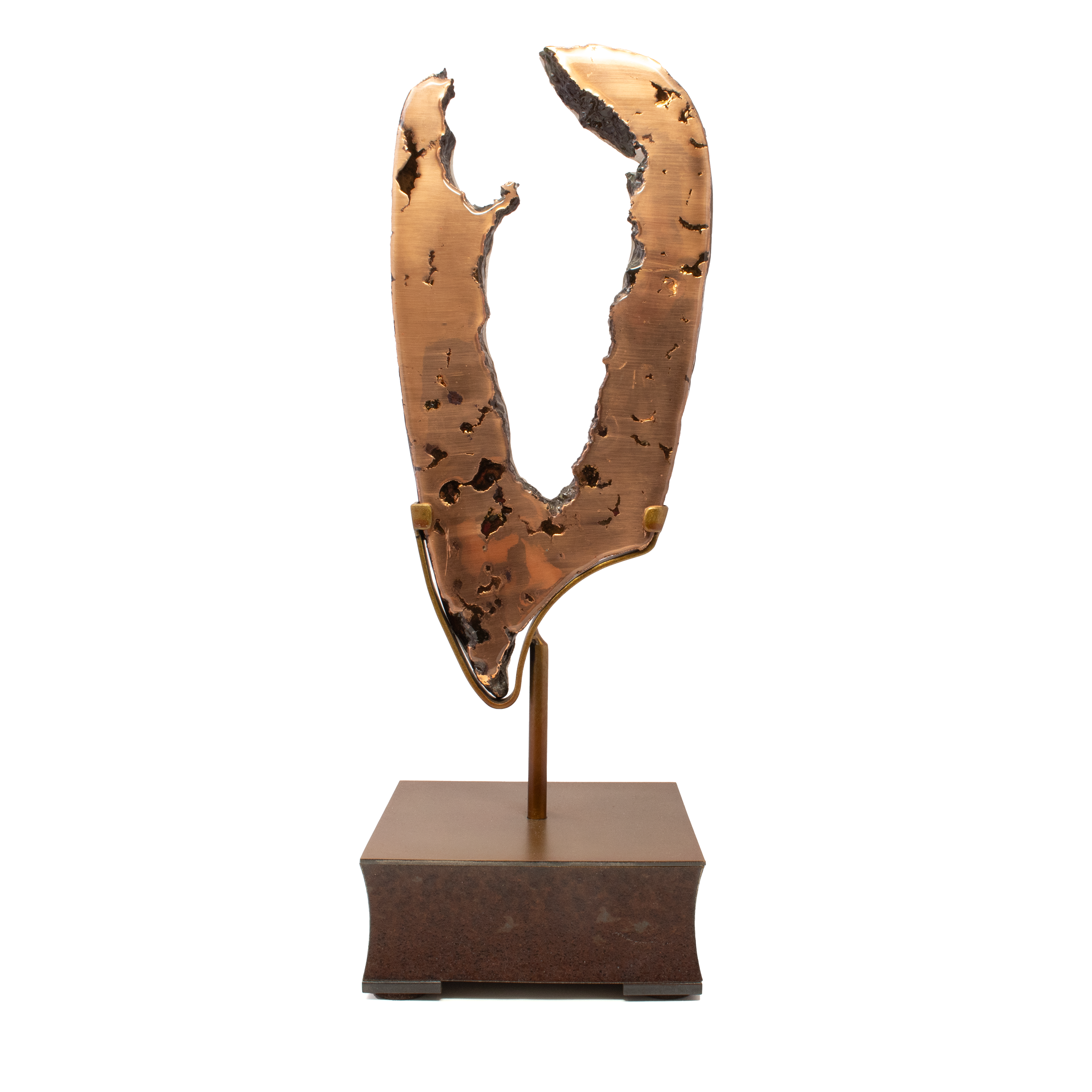 Michigan Float Copper Slice on Custom Stand with V Shape