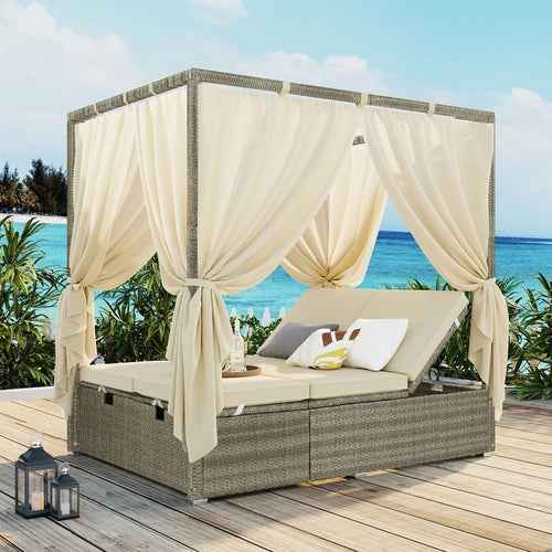 Adjustable Sun Bed With Curtain,High Comfort,With 3 Colors