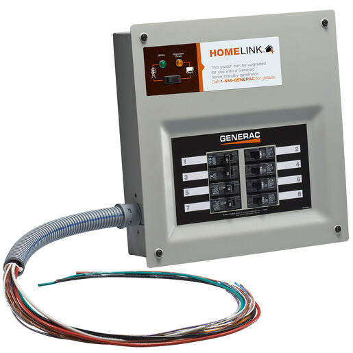 6853 - 30 Amp Indoor Transfer Switch Kit for 8-10 Circ, Resin PIB + Conduit, 30 Amp Plug, Upgradeable