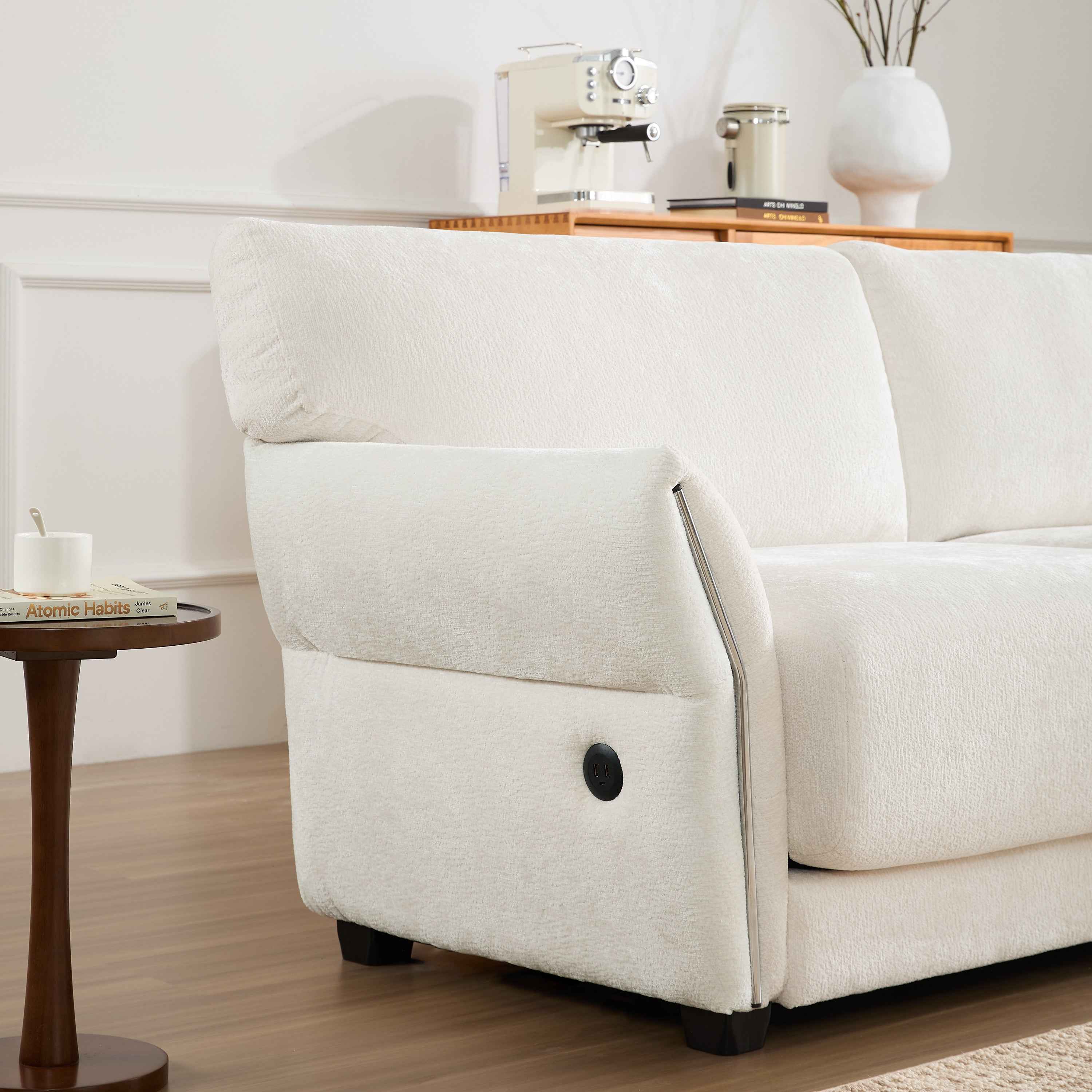 110' Modular Sectional Sofa, L-Shape with Extra-Wide Seat Cushion, USB
