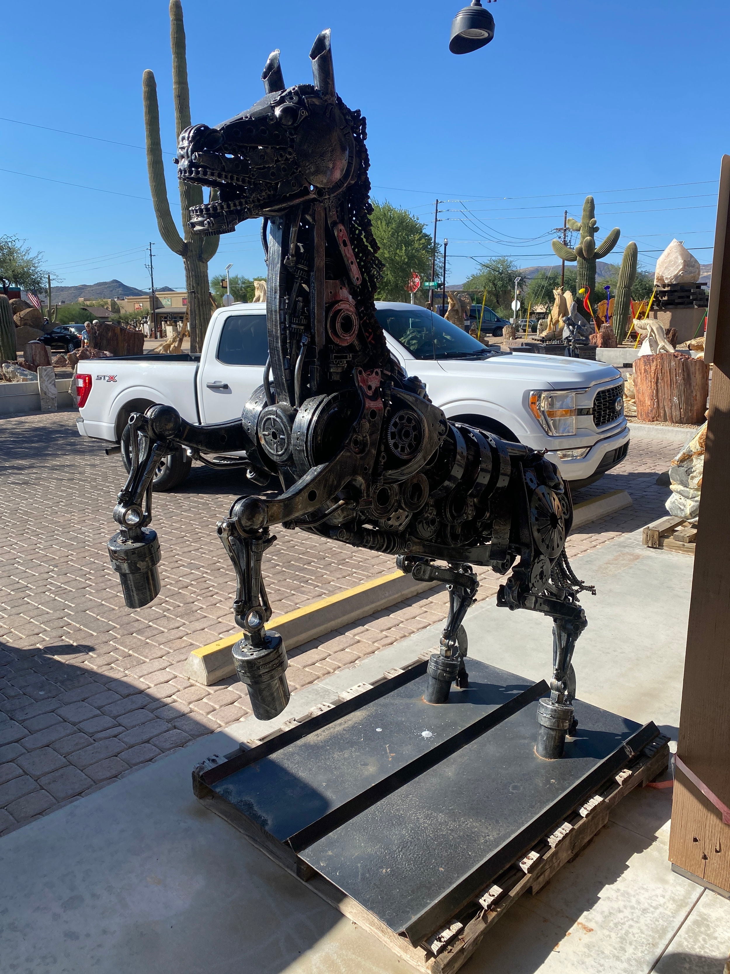 Rearing Horse Recycled Metal Art Sculpture