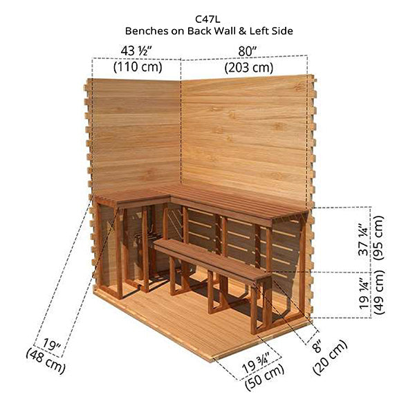 Benches on Back Wall & Left Side