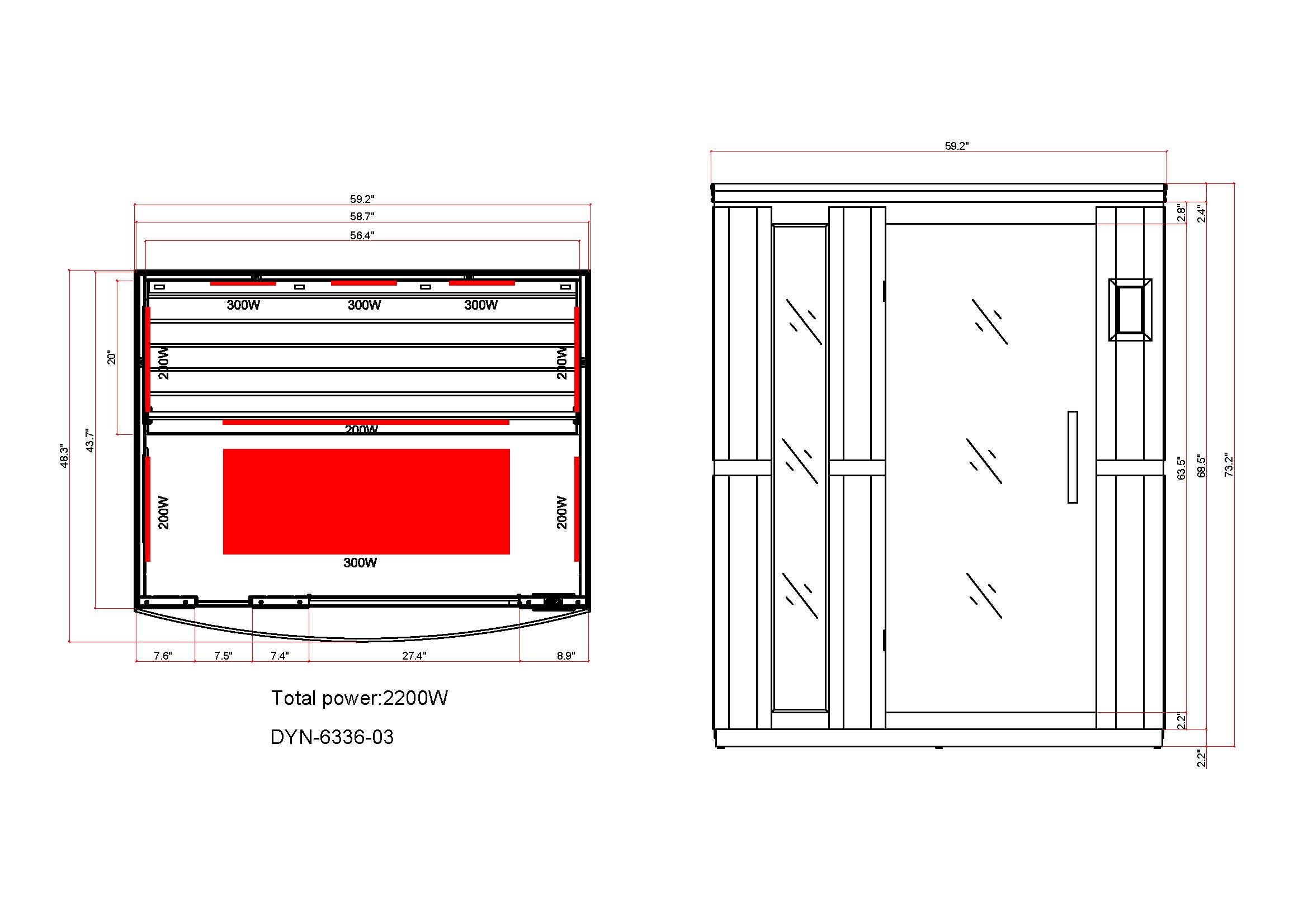 Dynamic Lugano 3 Person Full Spectrum Near Zero EMF Infrared Sauna DYN-6336-03 FS