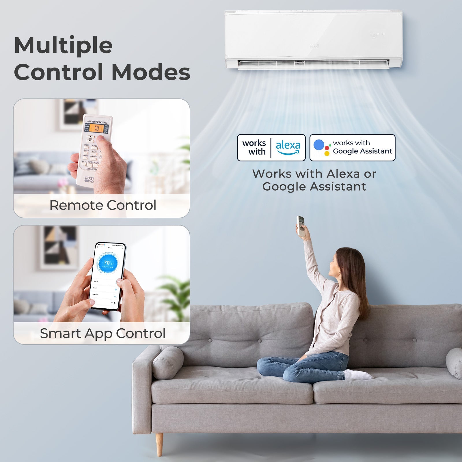 Energy Star Certified 24000 BTU 21 SEER2 208-230V Mini Split Air Conditioner and Heater White Wifi Enabled