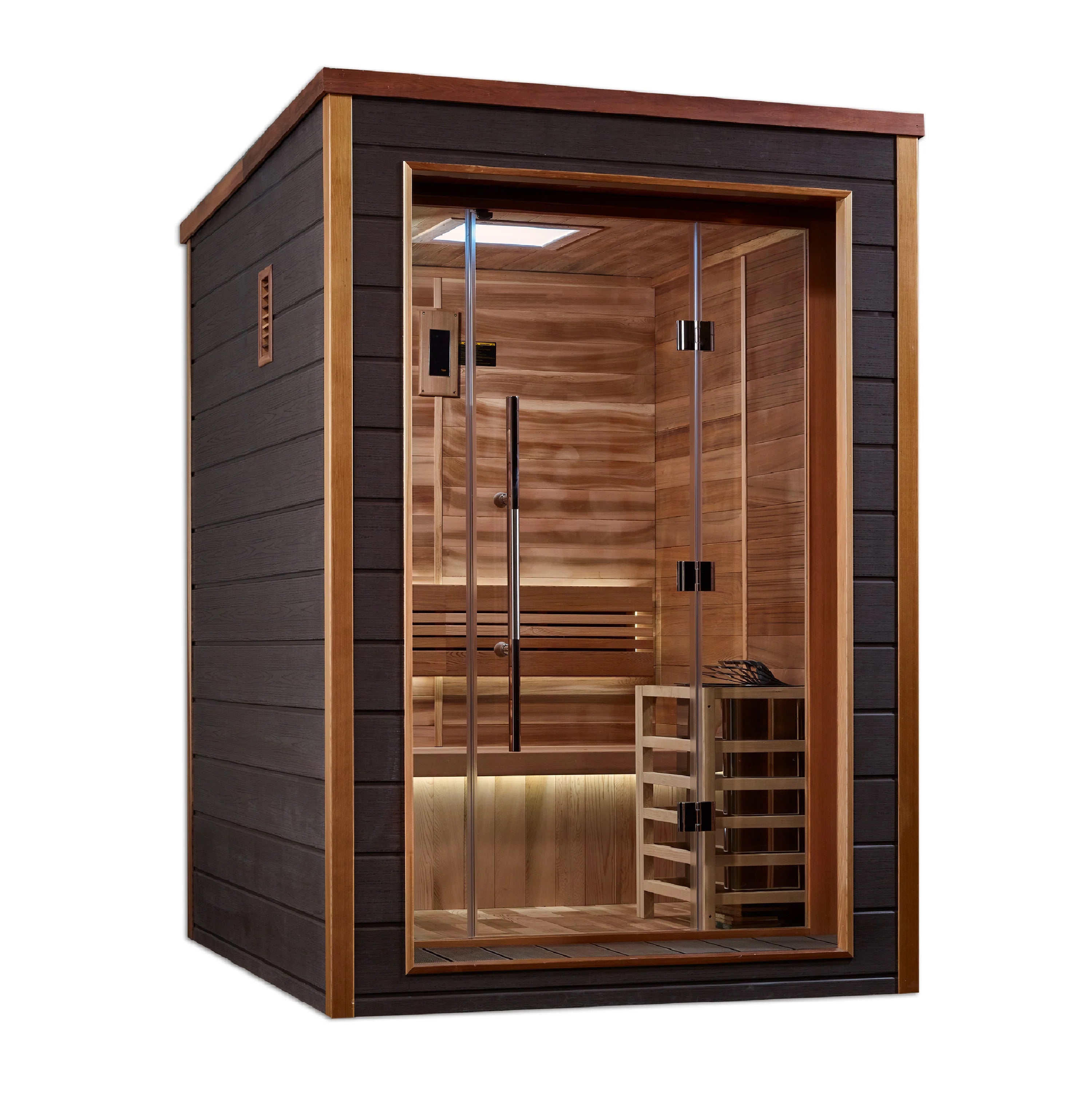 Golden Designs Narvik 2 Person Outdoor-Indoor Traditional Sauna – Canadian Red Cedar Interior GDI-8202-01