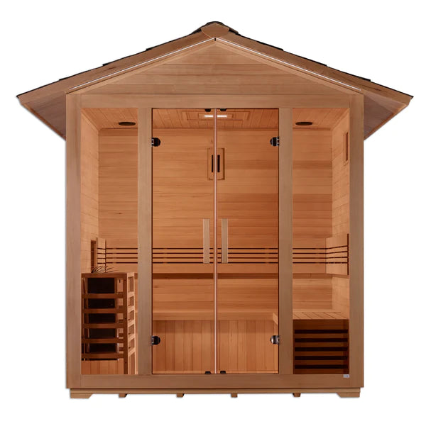 Golden Designs Vorarlberg 5 Person Traditional Outdoor Steam Sauna – Canadian Hemlock GDI-8105-01