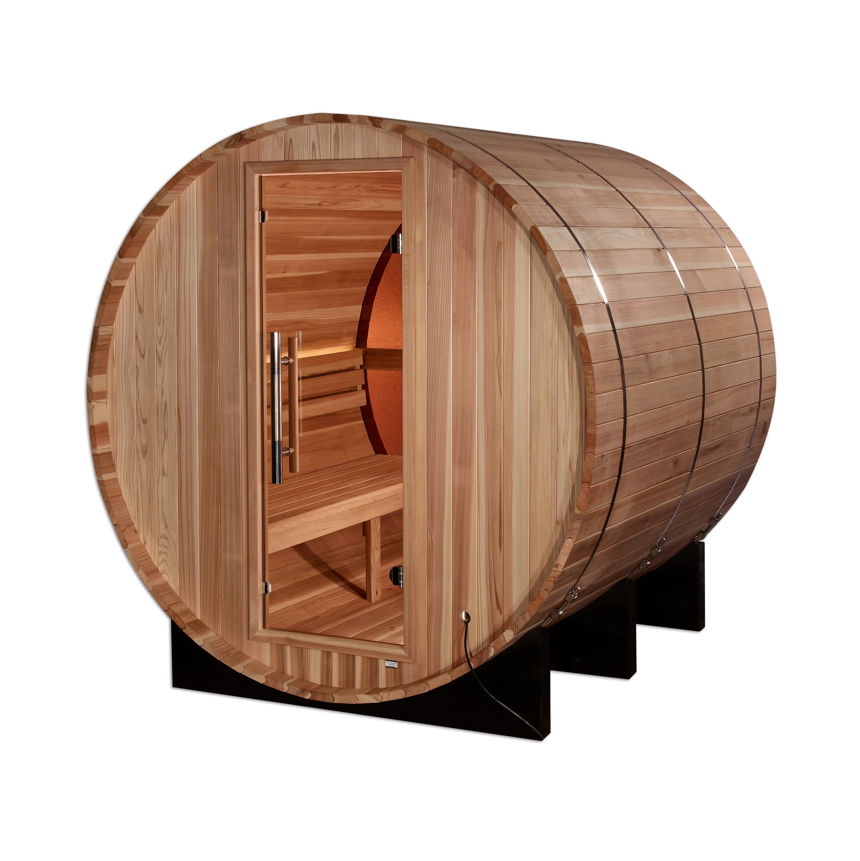 Golden Designs Zurich 4 Person Barrel with Bronze Privacy View – Traditional Sauna – Pacific Cedar GDI-B024-01