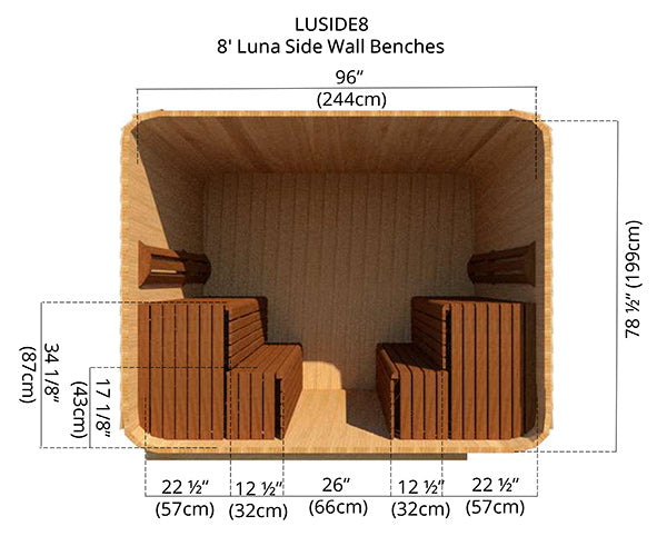 8' Luna Side Wall Benches
