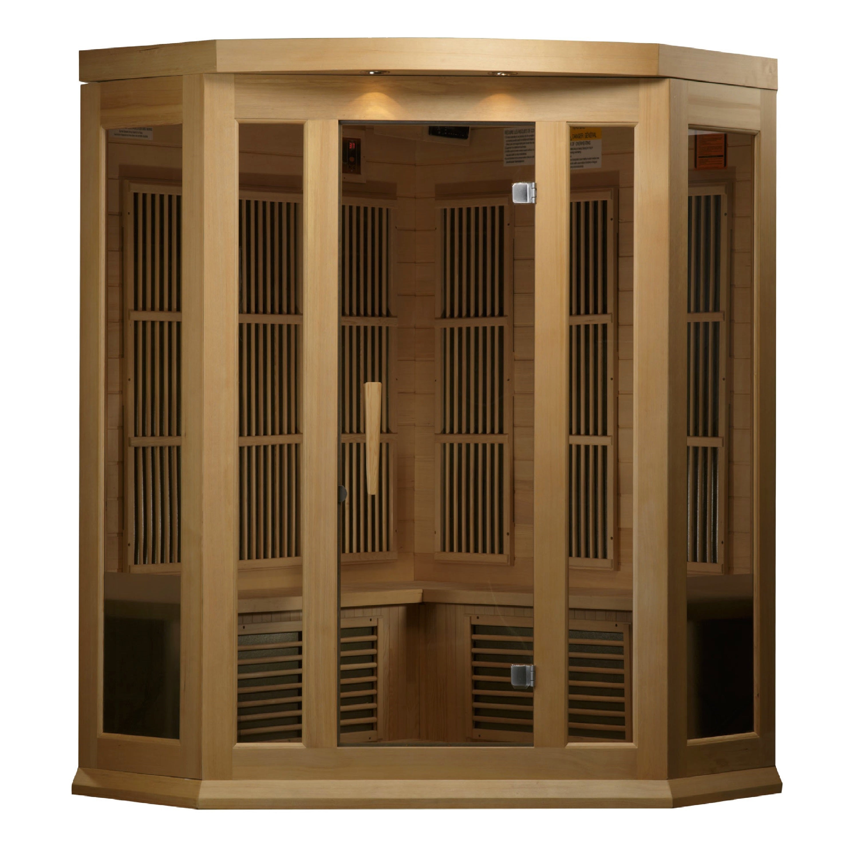 Maxxus Avignon 3 Person Corner Low EMF FAR Infrared Sauna Canadian Hemlock MX-K356-01
