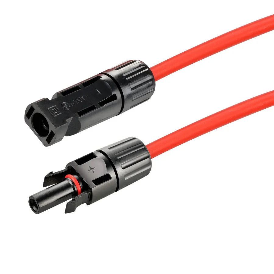 10 Gauge Solar Panel Extension Cable with Male and Female Solar Connector Ends | Pair of 10AWG Red and Black Extension Wire with Connectors on Both Ends