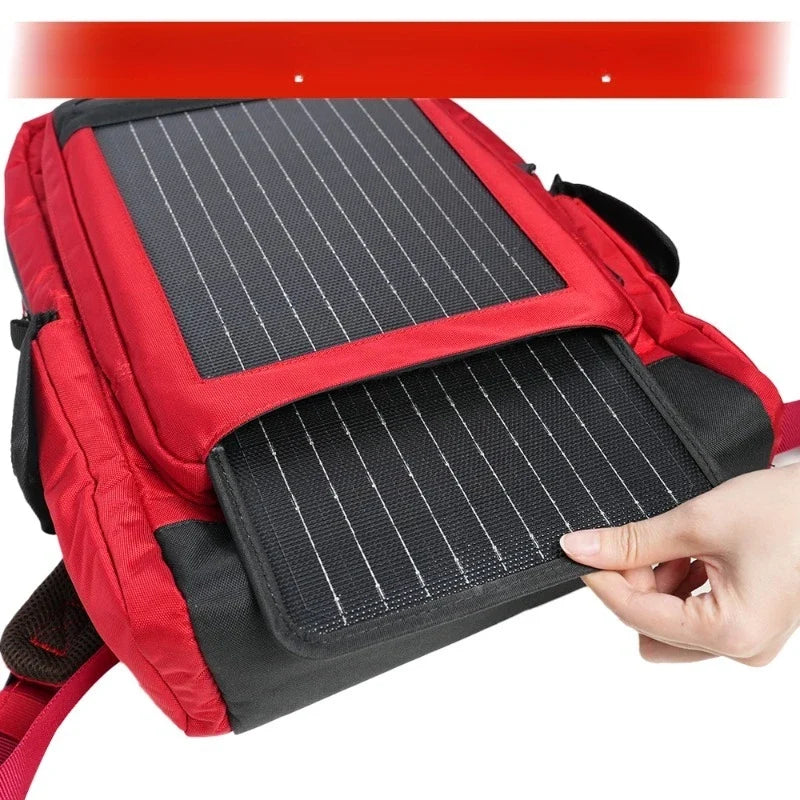 High-tech Unisex Portable Solar Backpack with Charging Port Smart Outdoor Bag Powered by Solar Panels