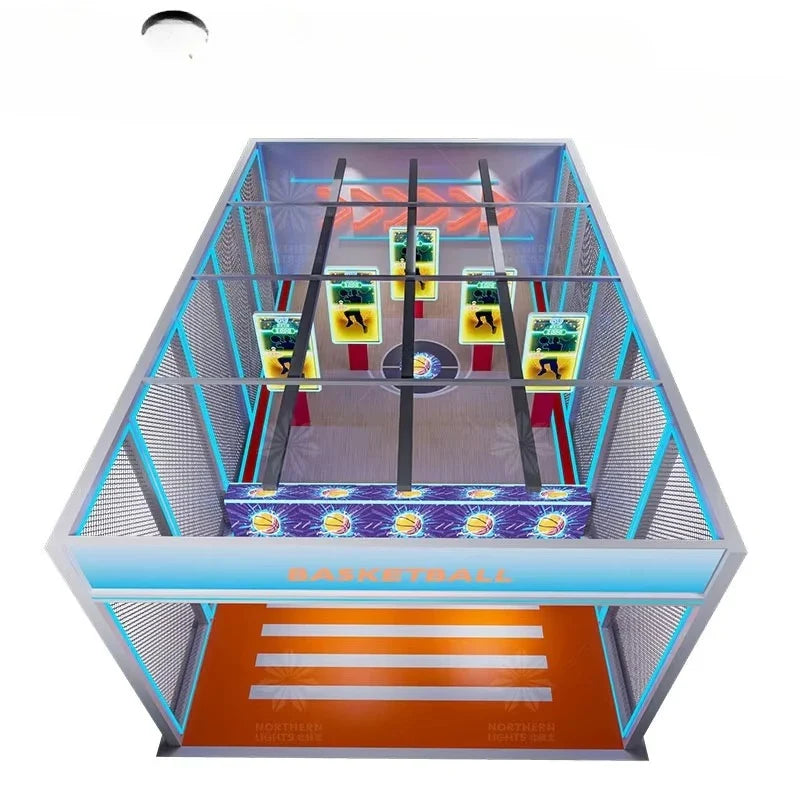 Northern Lights Metal Indoor Foldable Basketball Arcade Game Machine with Hoop Colorful Finish 2-Year Warranty Universal Plug