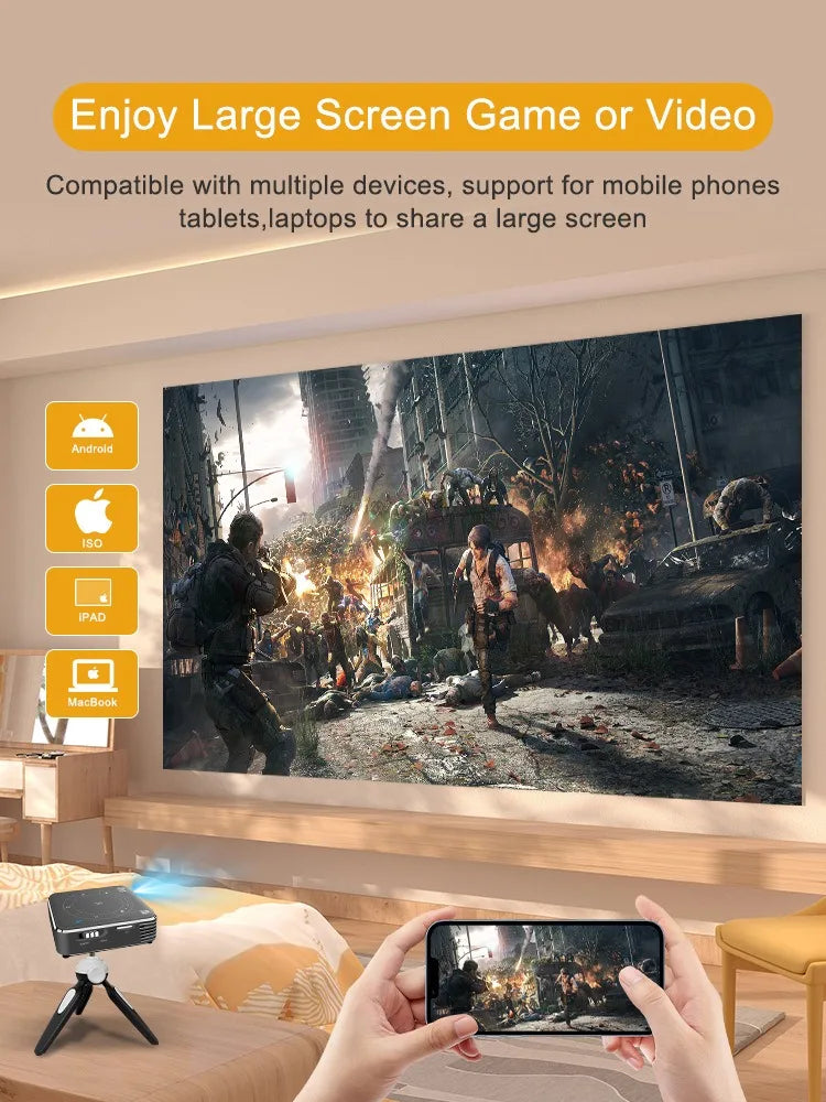 P11 Portable DLP Mini Projector Android 9.0 4K 2GB 4GB DDR4 16GB 32GB ROM Beamer 3000mA Home Cinema 2.4G 5G WiFi LED Projector
