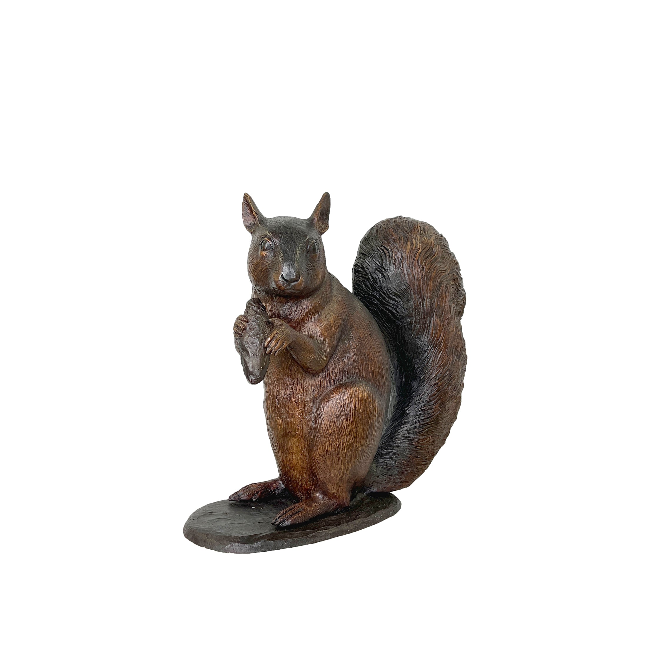 Jumbo Squirrel Holding Nut Bronze Statue - Tabletop Sculpture