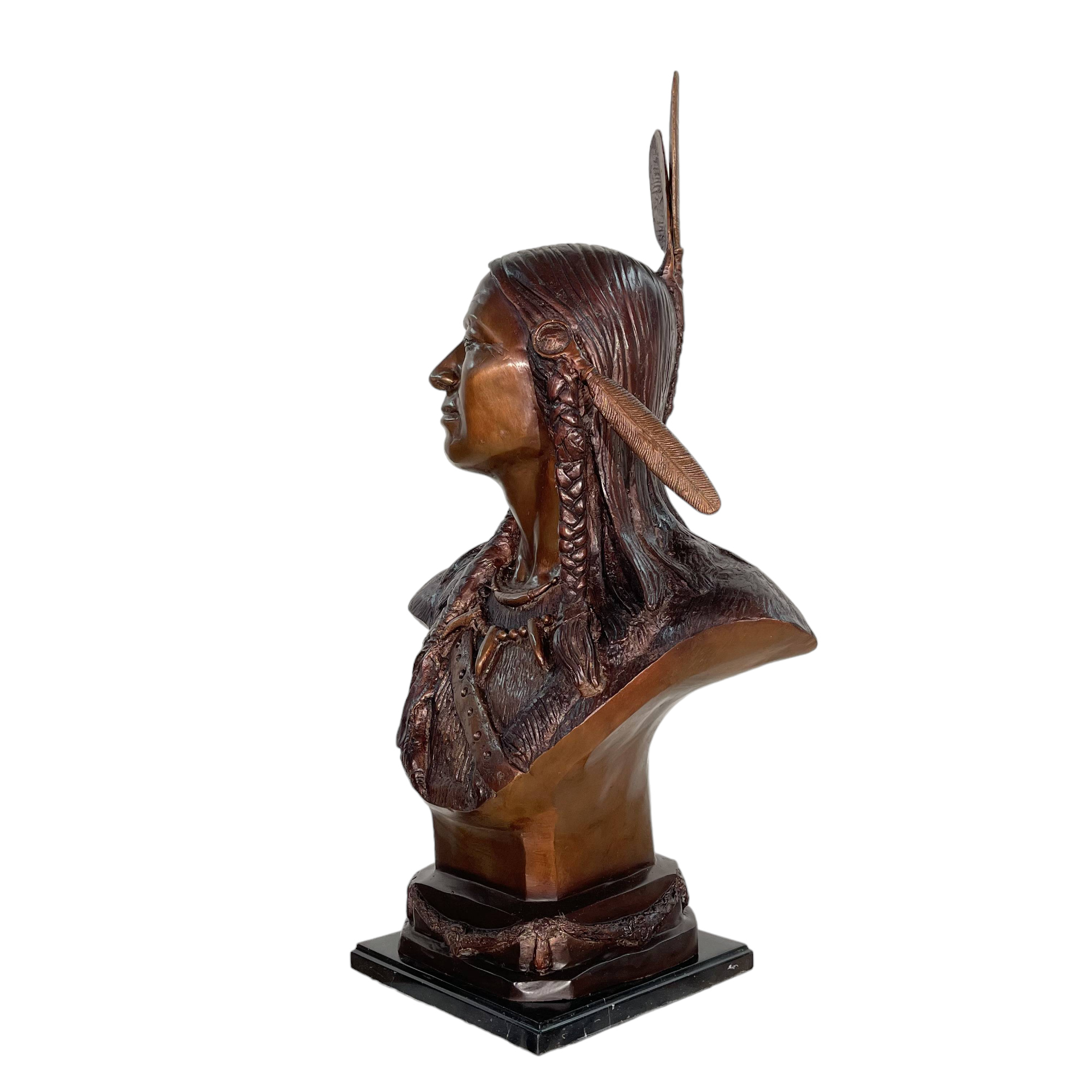 Indian Bust Bronze Table-Top Statue