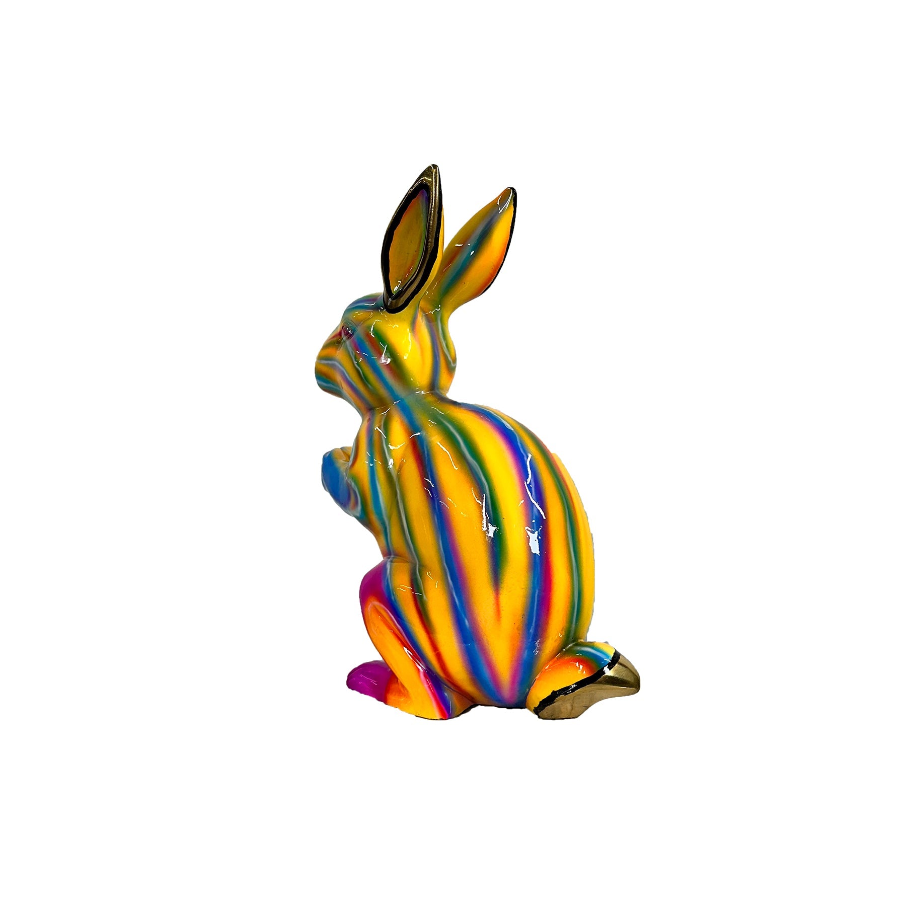 ColorSplash Tie-dye Standing Bunny Bronze Sculpture