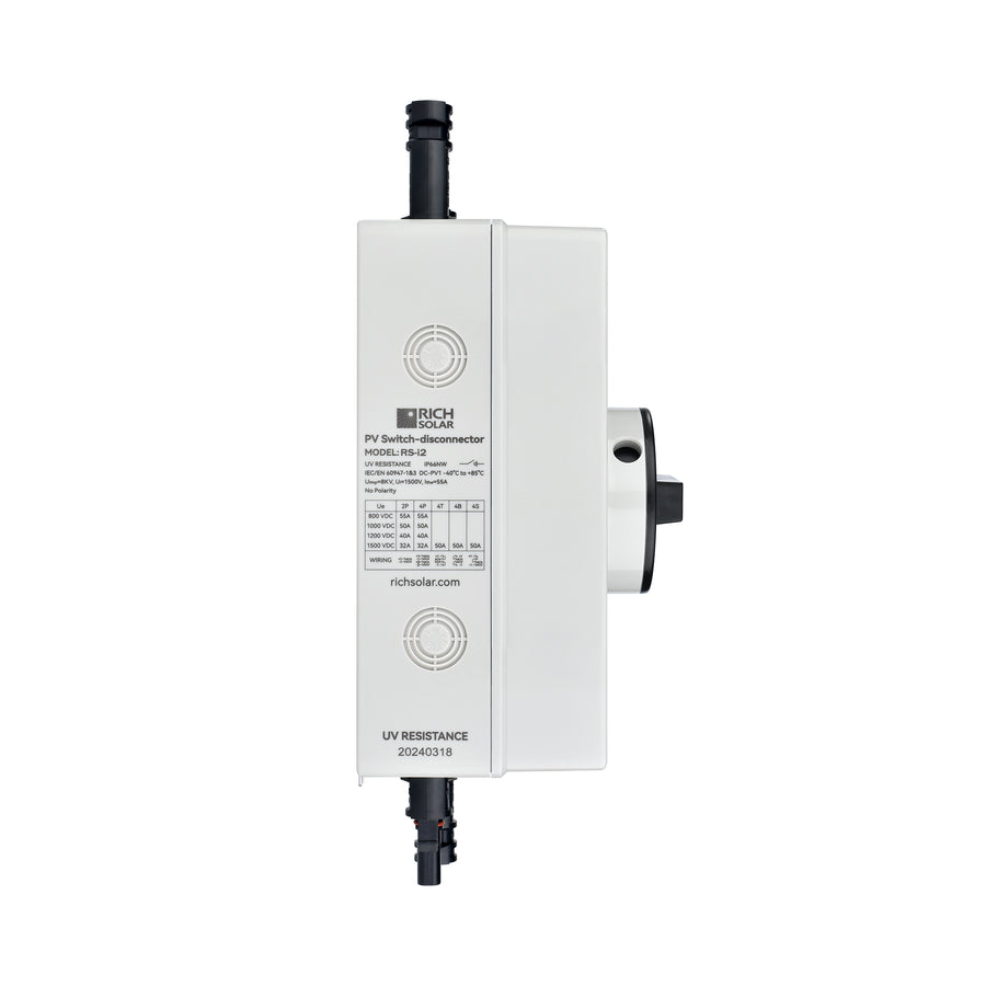 Solar PV DC Quick Disconnect Switch | Solar Array DC Quick Disconnect Switch | 1500 Volt 55 Amp | 2 Pole 1 String | Easy to Install