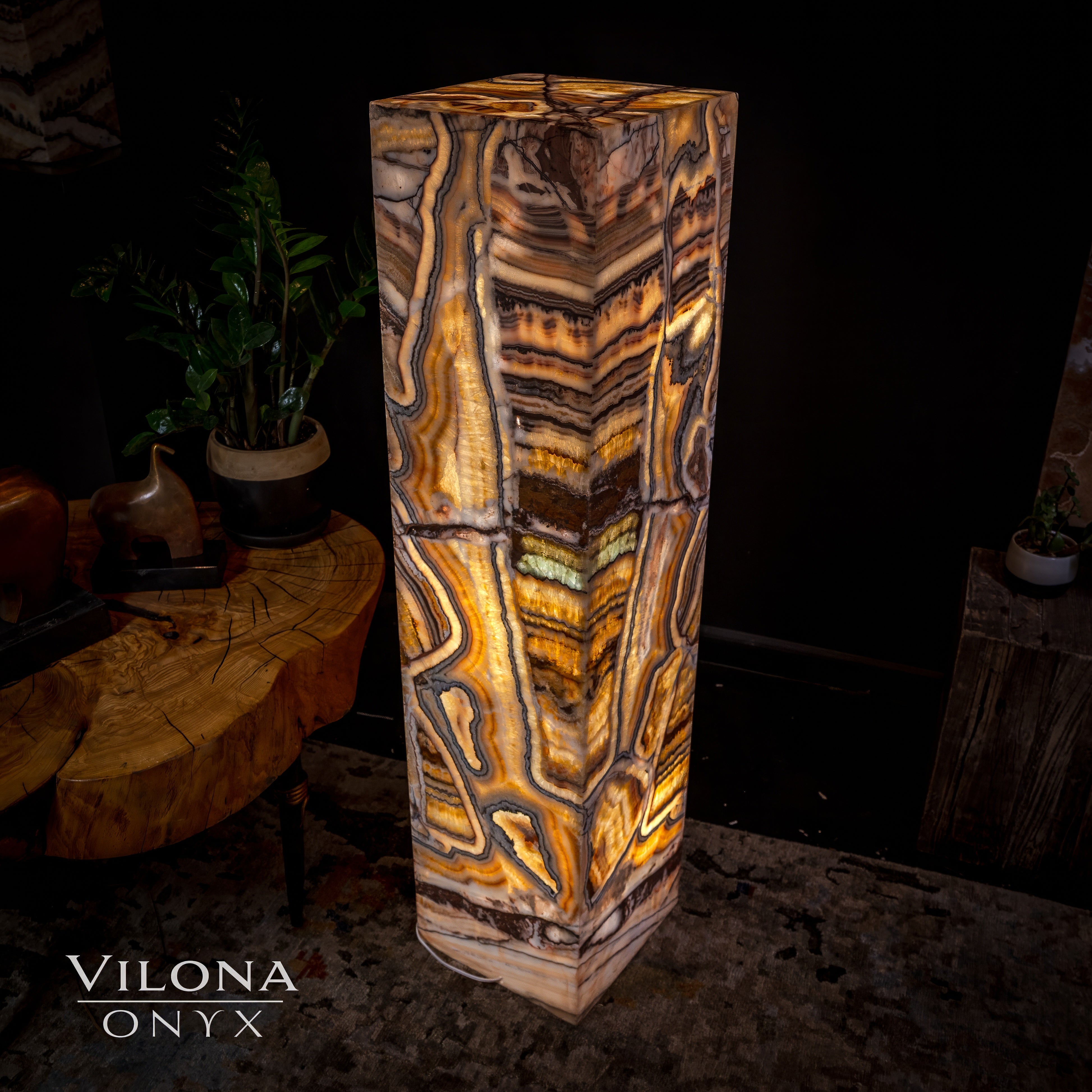 Aqua Onyx Floor Lamp - Medium - 49"H x 12"W - Square - #2