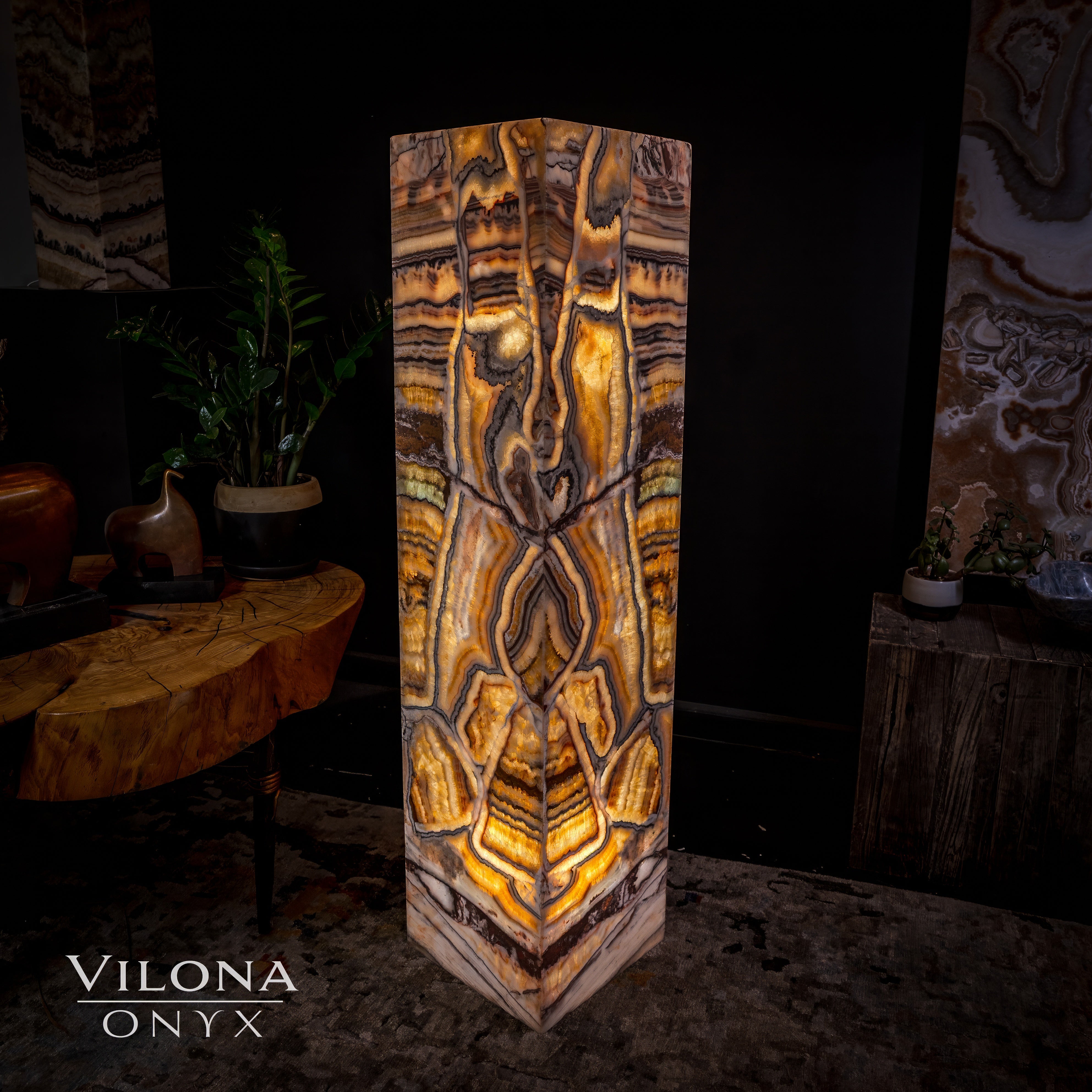 Aqua Onyx Floor Lamp - Medium - 49"H x 12"W - Square - #2