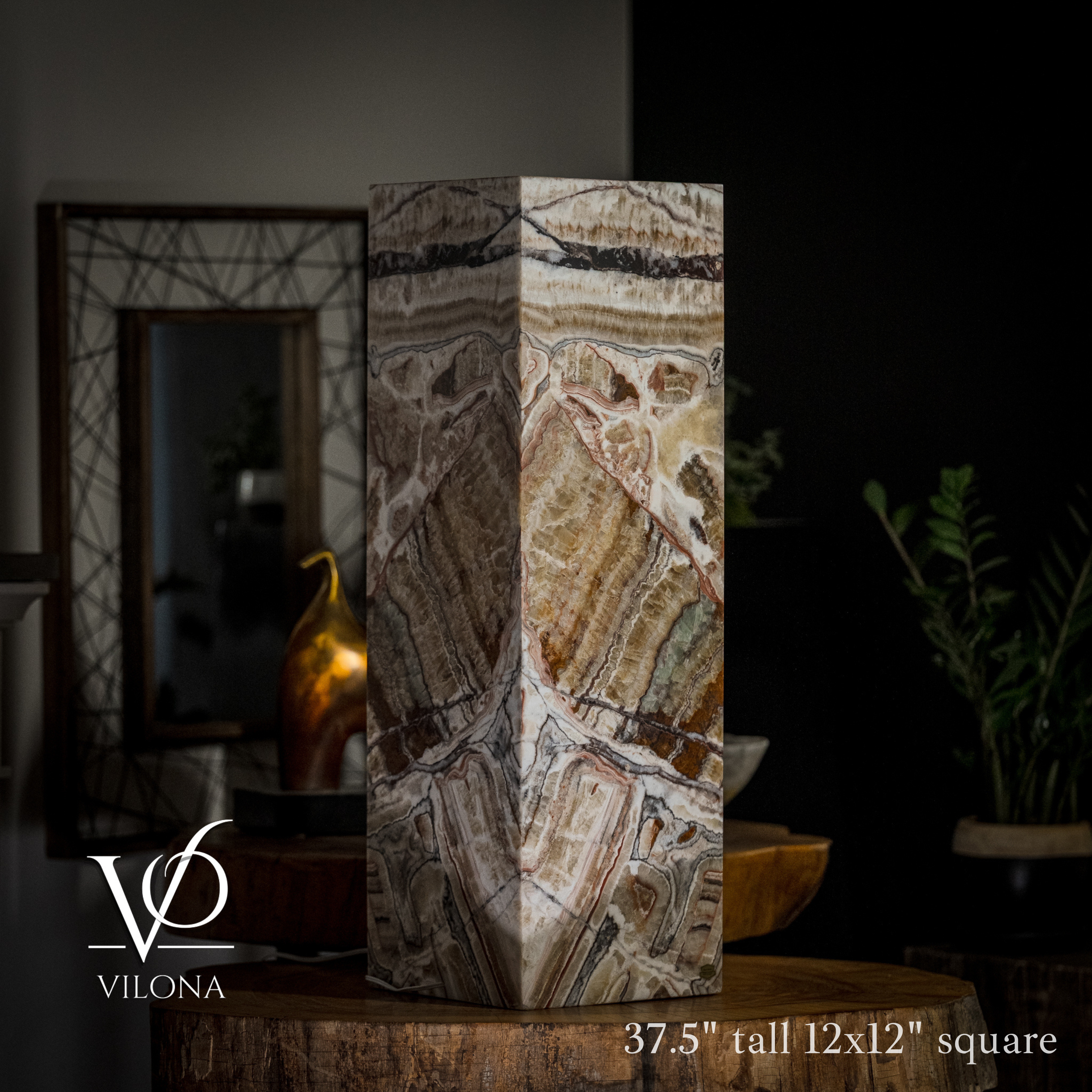 Aqua Onyx Floor Lamp - Small - 37.5"H x 12"W - Square - #3
