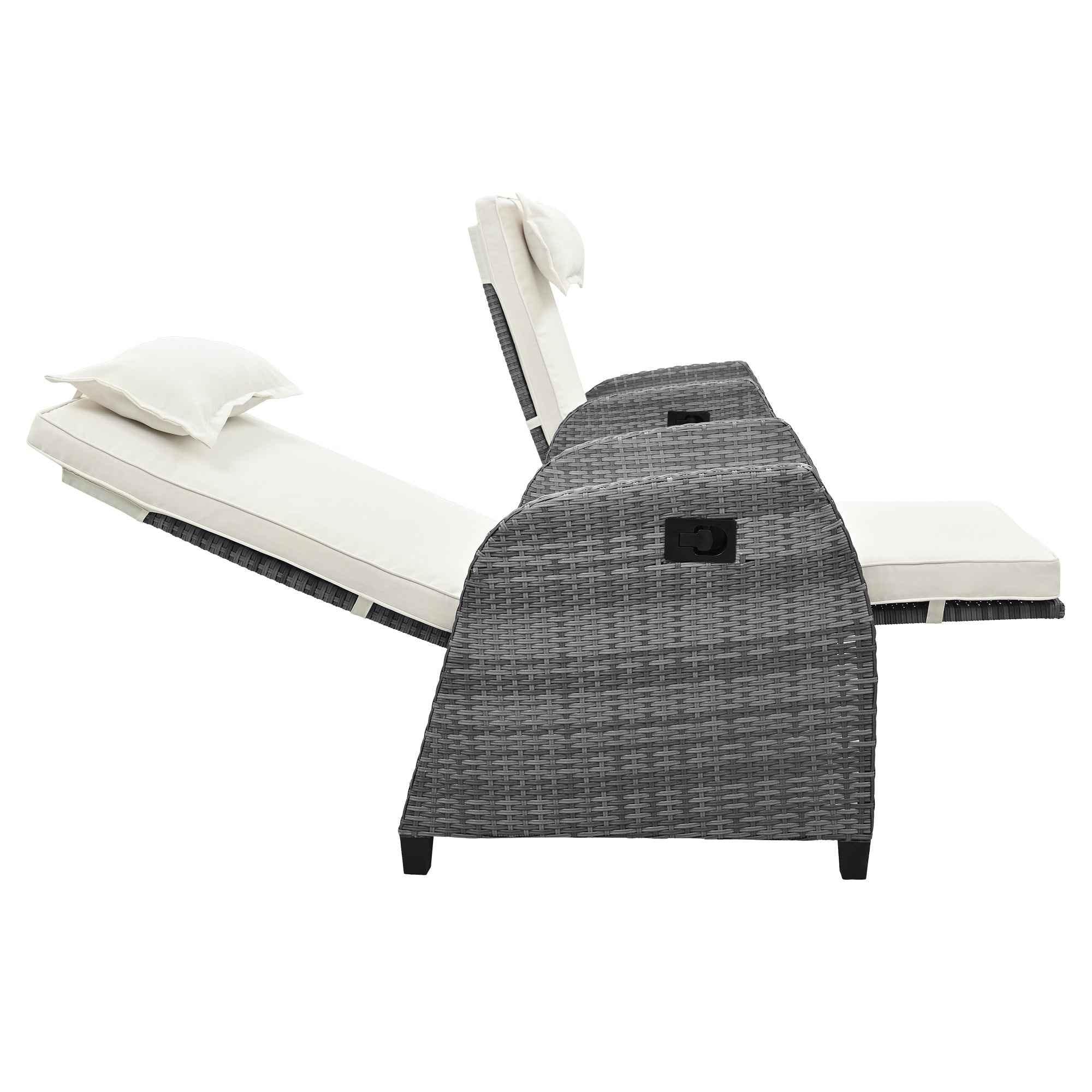 Outdoor Rattan Two-person Combination With Coffee Table, Adjustable,