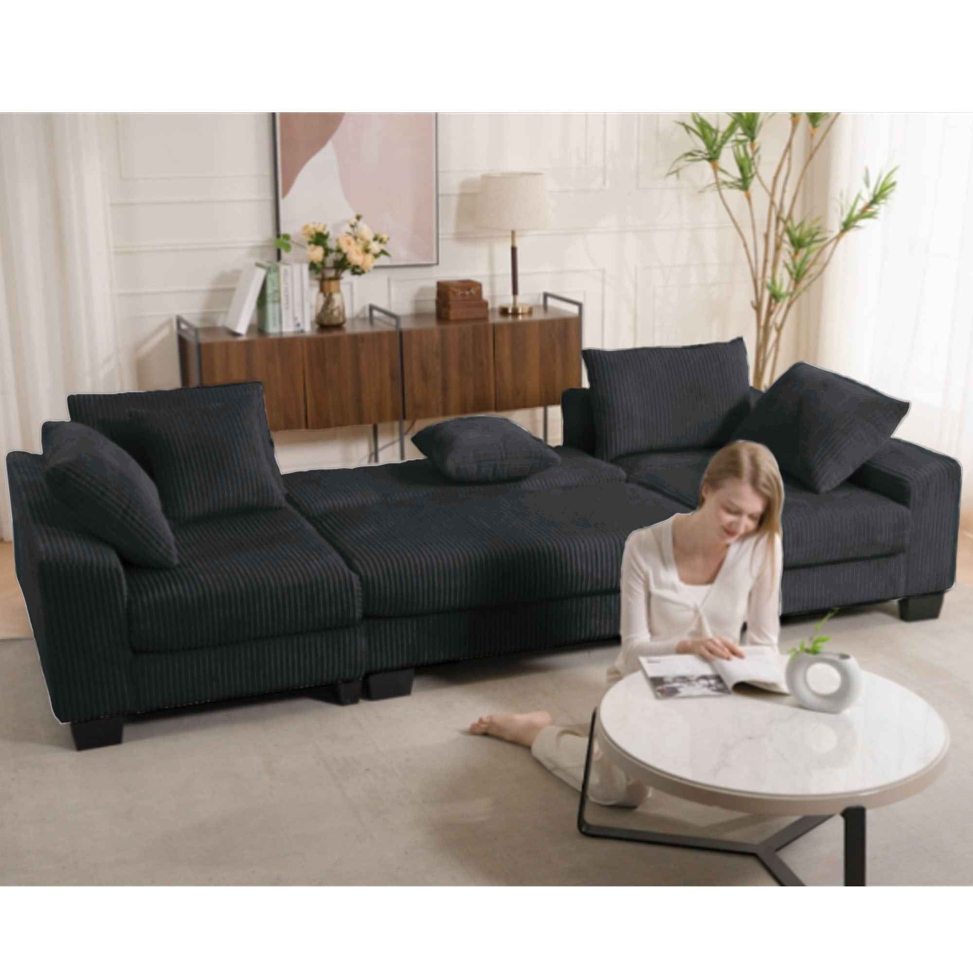 114' Sleeper Sofa,U Shaped Sofa , Pull Out Bed,Convertible Oversize 2