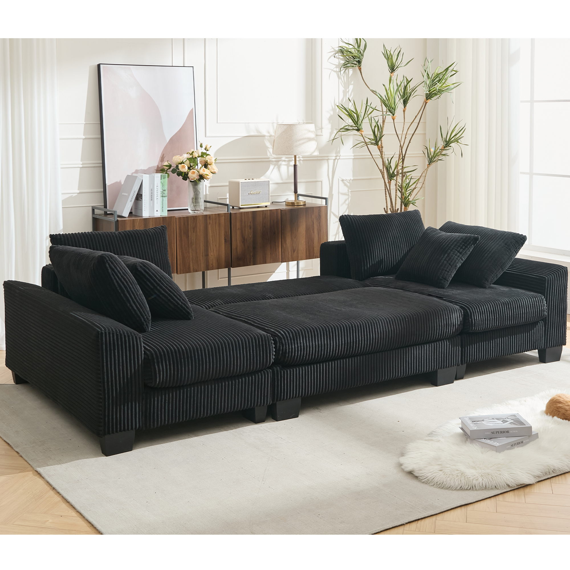 114' Sleeper Sofa,U Shaped Sofa , Pull Out Bed,Convertible Oversize 2