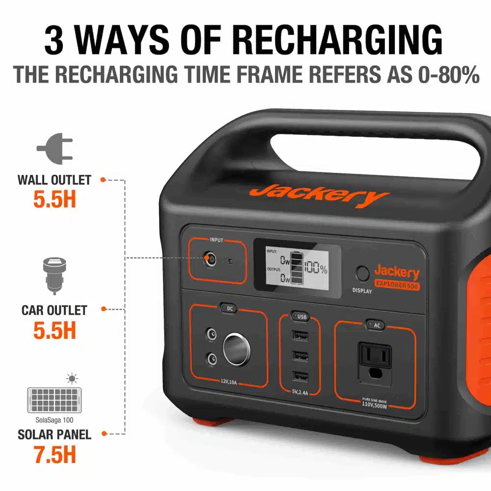 Jackery Explorer 500 Portable Power Station – 518Wh Capacity