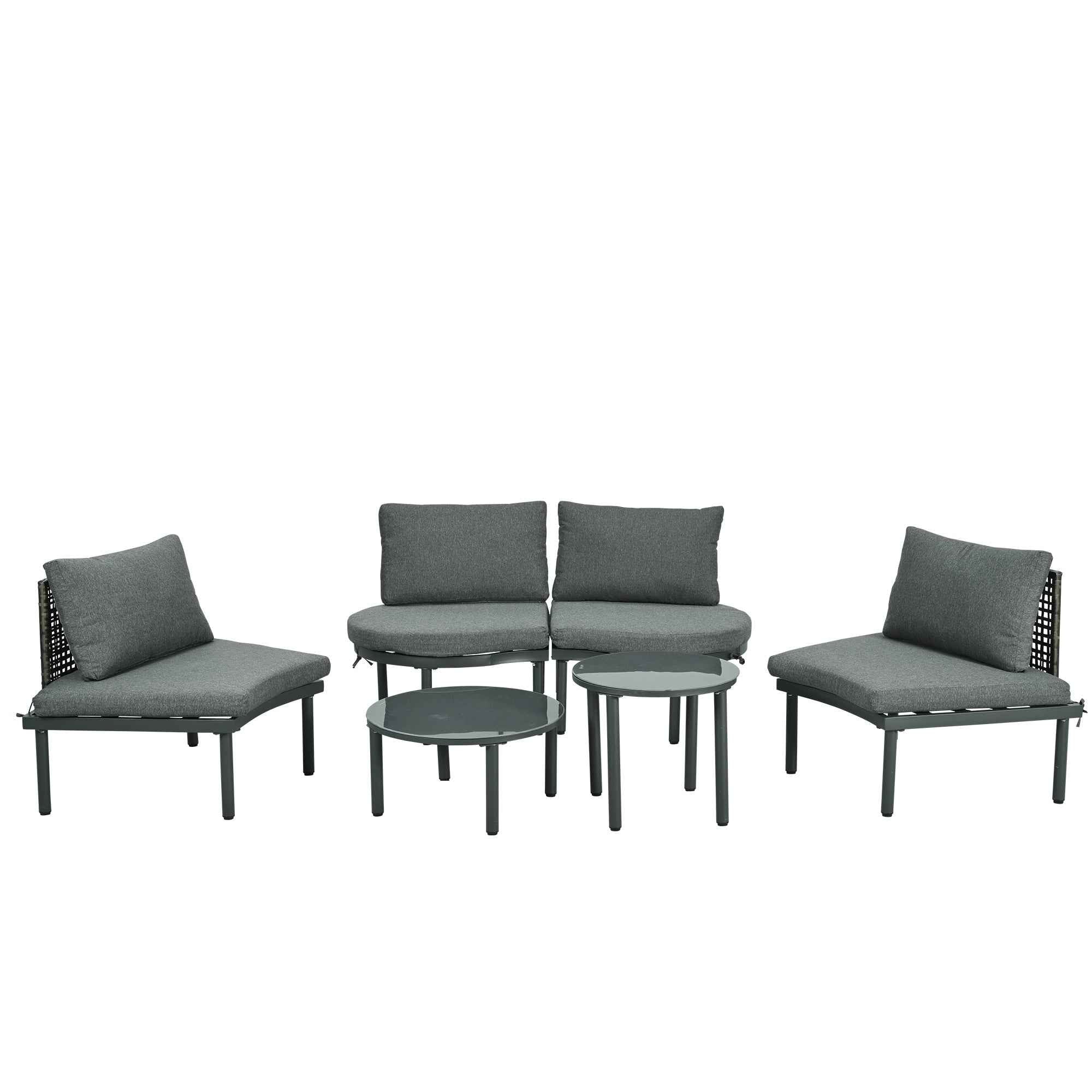 6-Piece Patio Sofa Furniture Set, Half Moon Outdoor Sectional Sofa