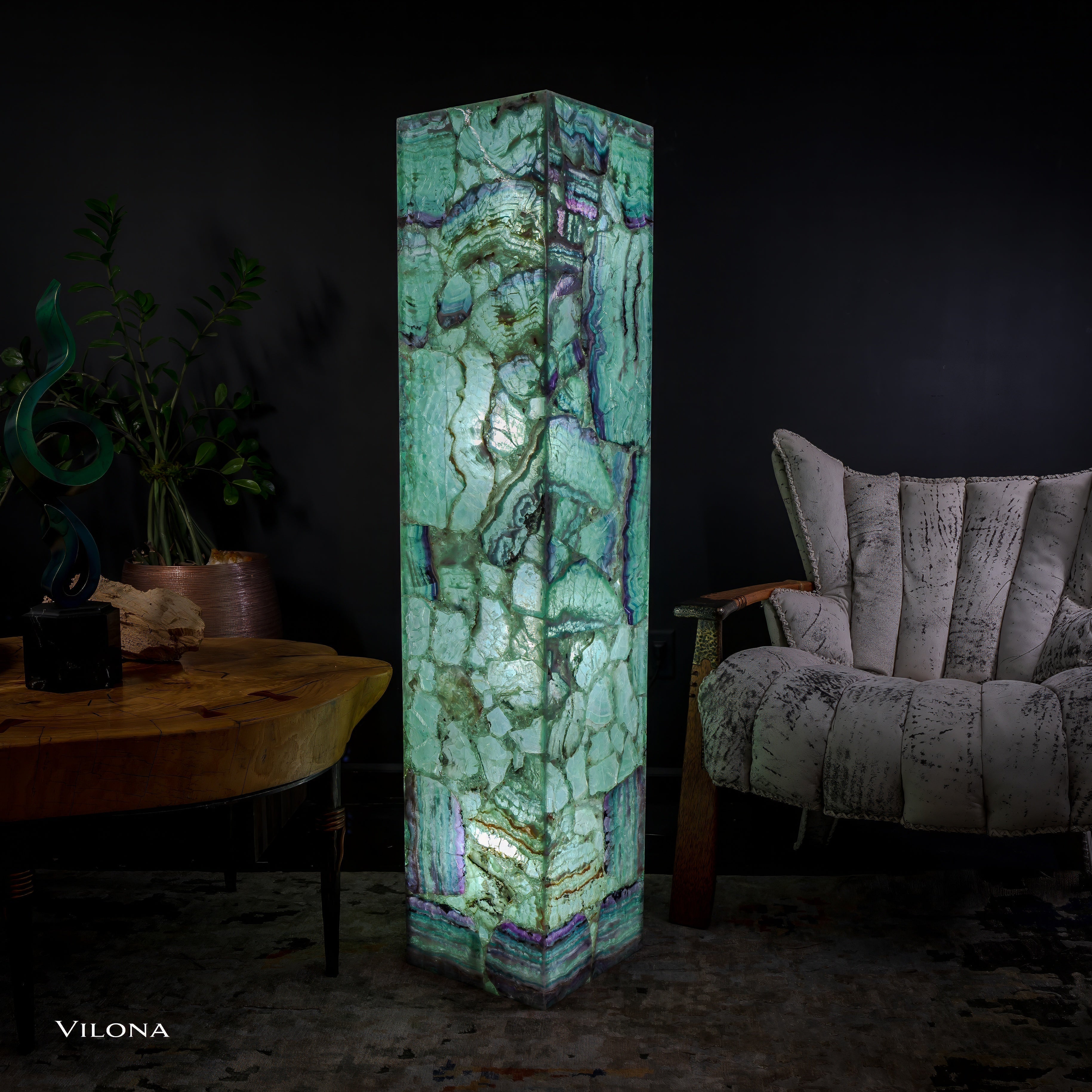 Fluorite Floor Lamp - Medium - 55"H x 11.5"W - Square - (12/19)