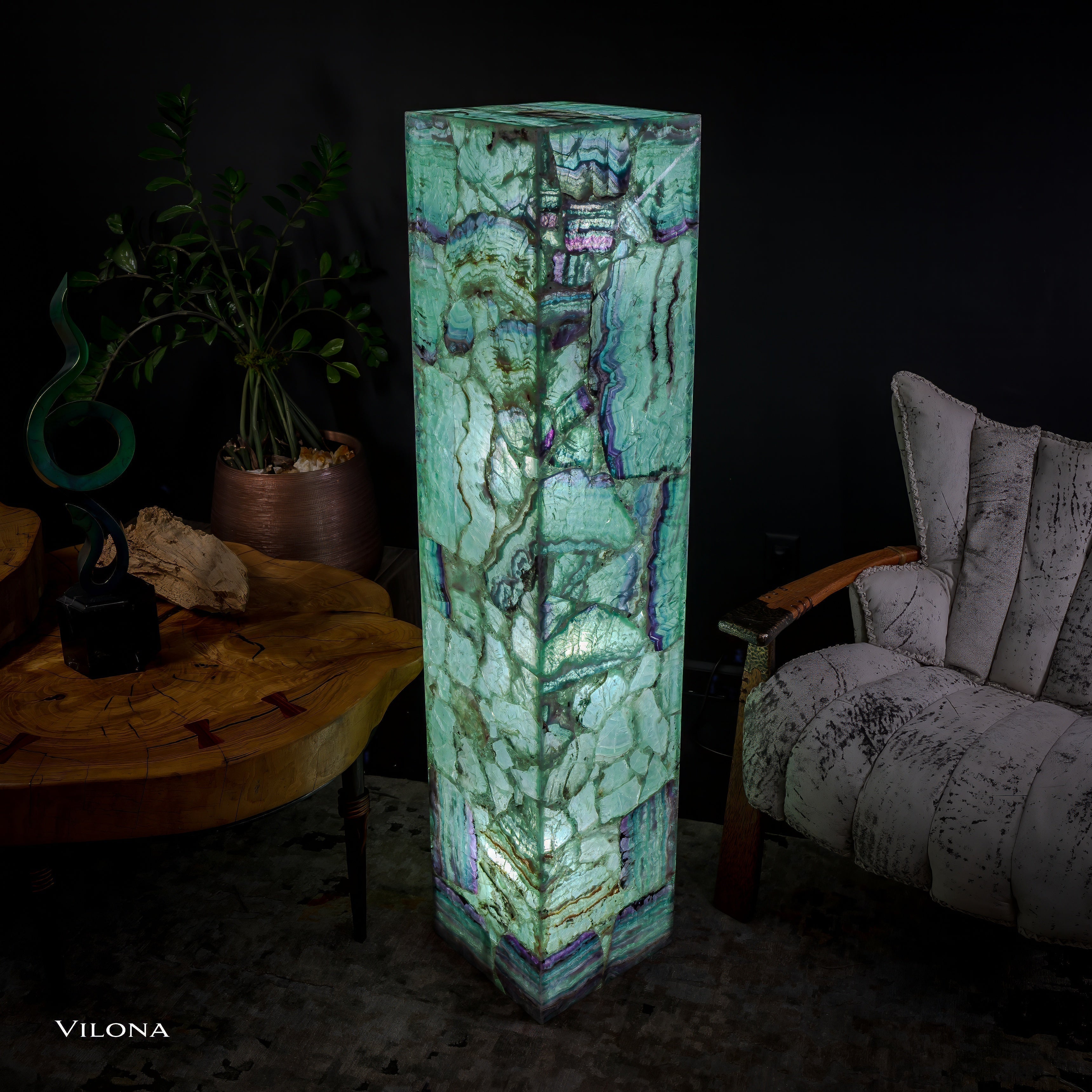 Fluorite Floor Lamp - Medium - 55"H x 11.5"W - Square - (12/19)