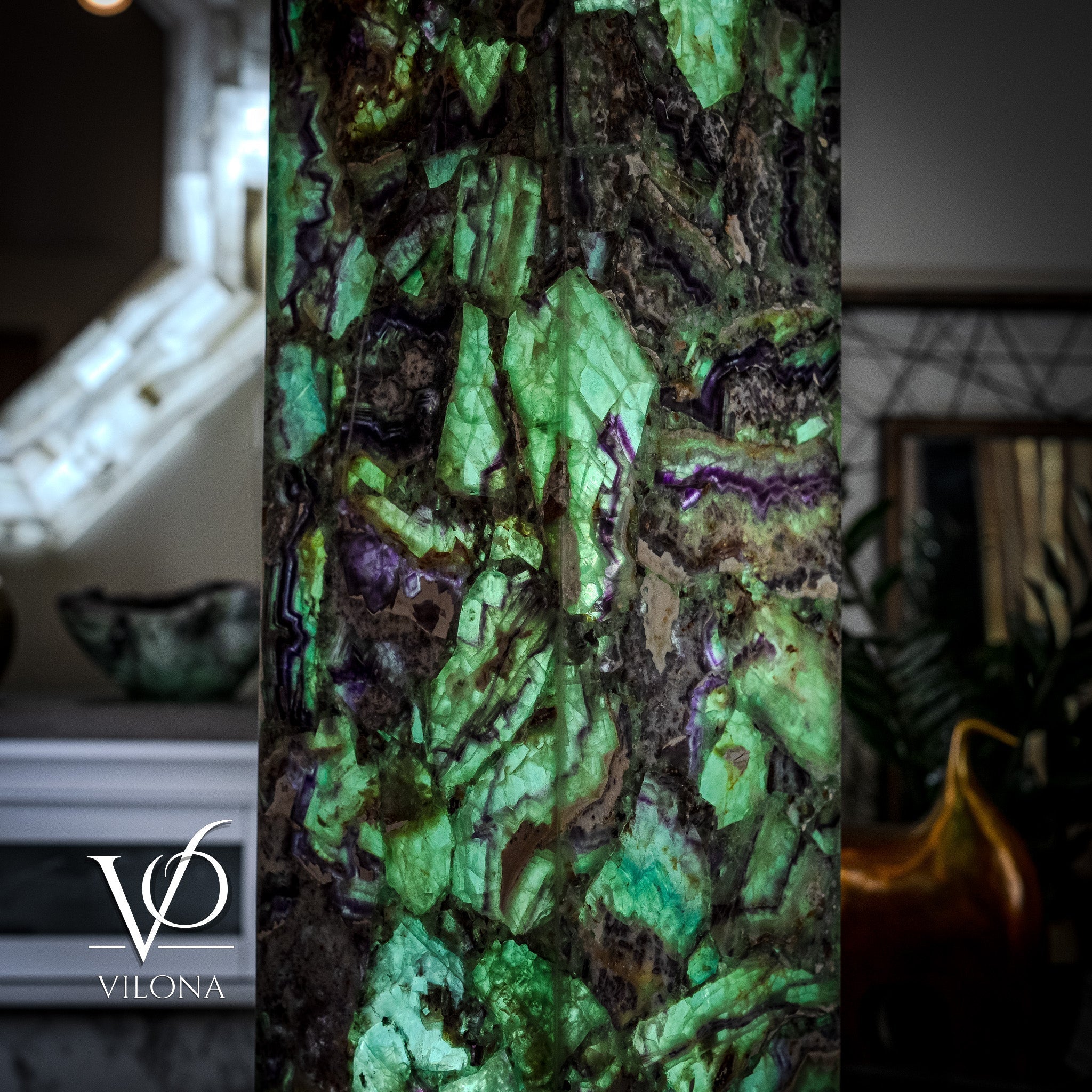 Fluorite Floor Lamp - Medium - 43.5"H x 10"W - Square - #8