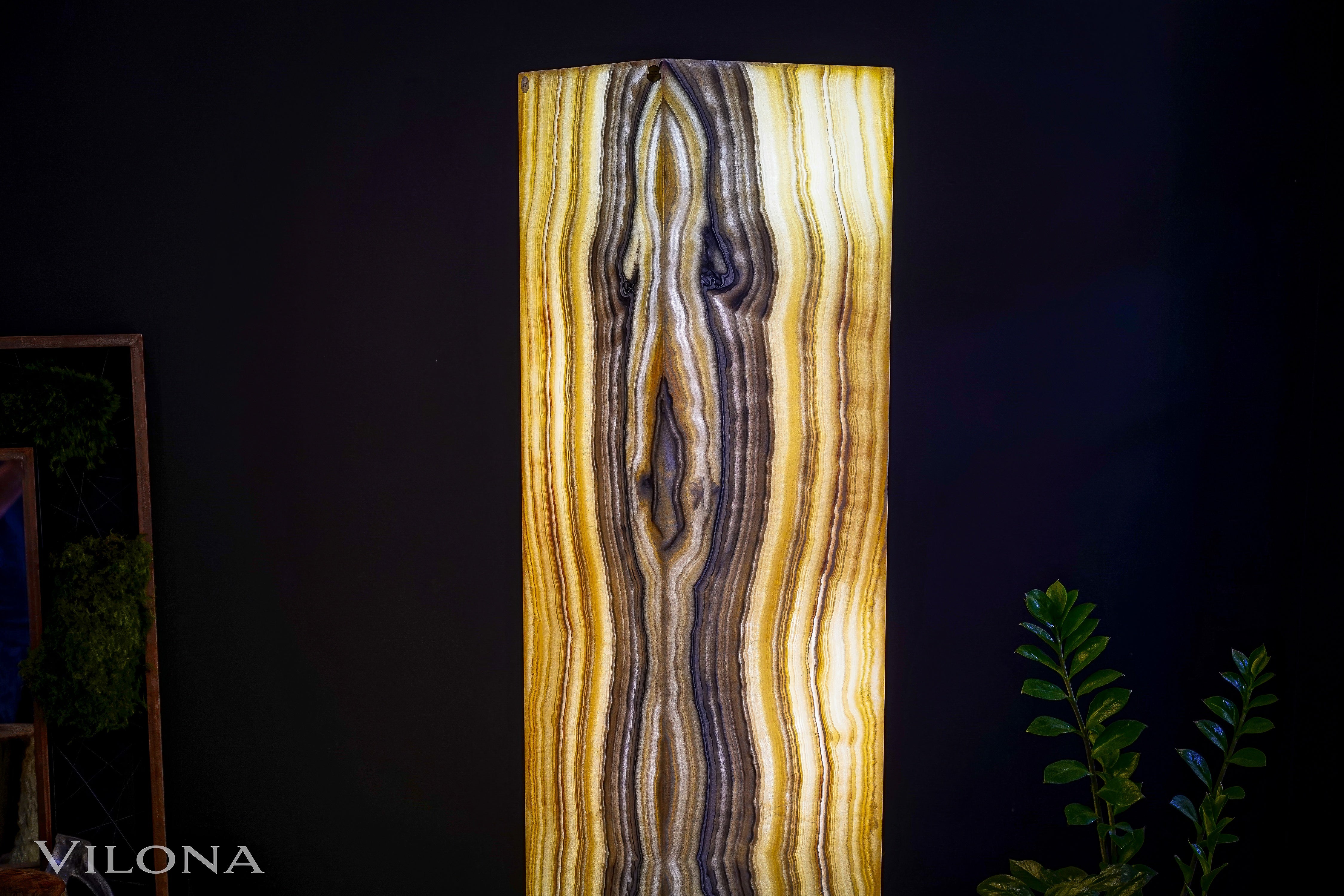 Golden Cloud Onyx Floor Lamp - Large - 67"H x 12"W - Square - #1