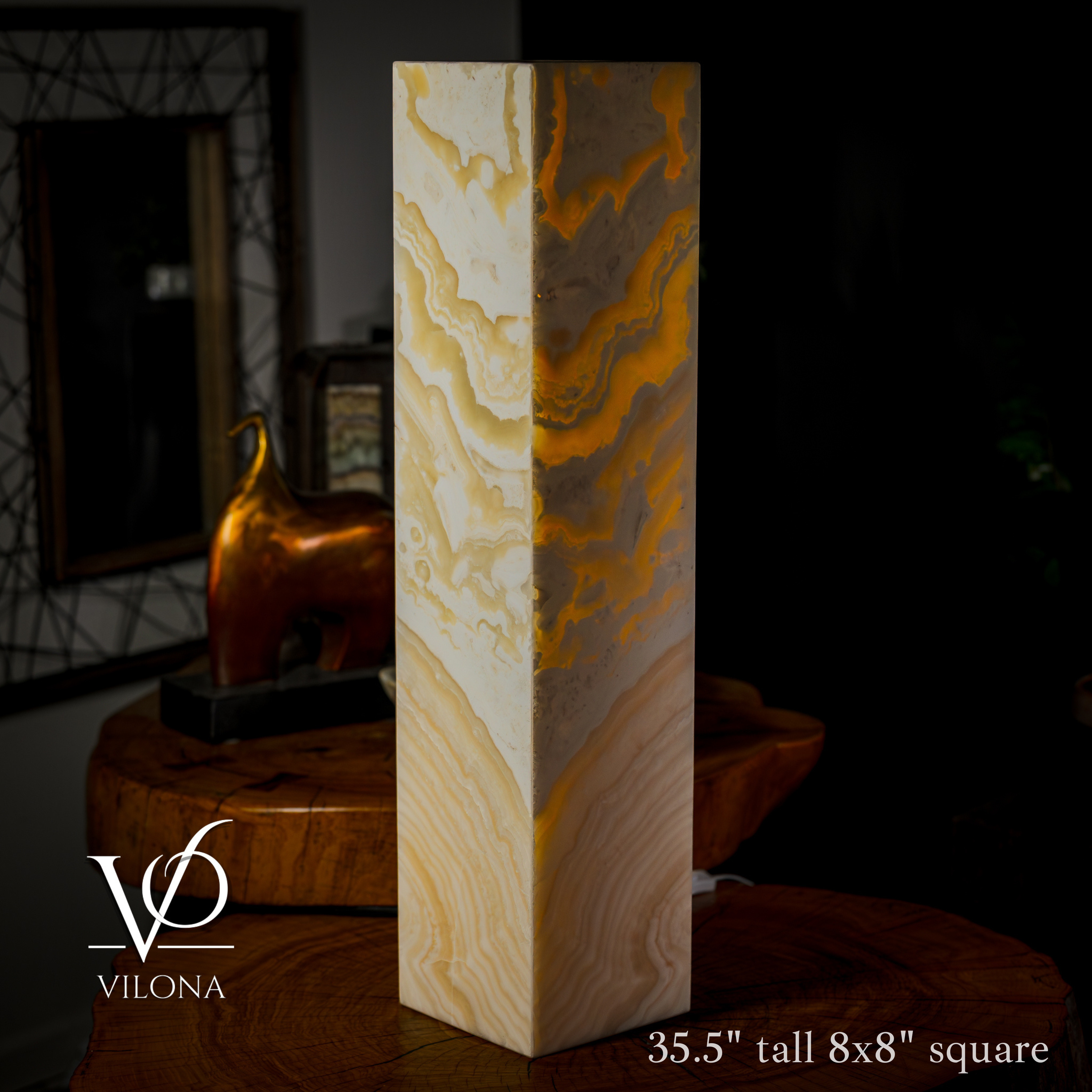 Golden Cloud Onyx Square Table Lamp #4