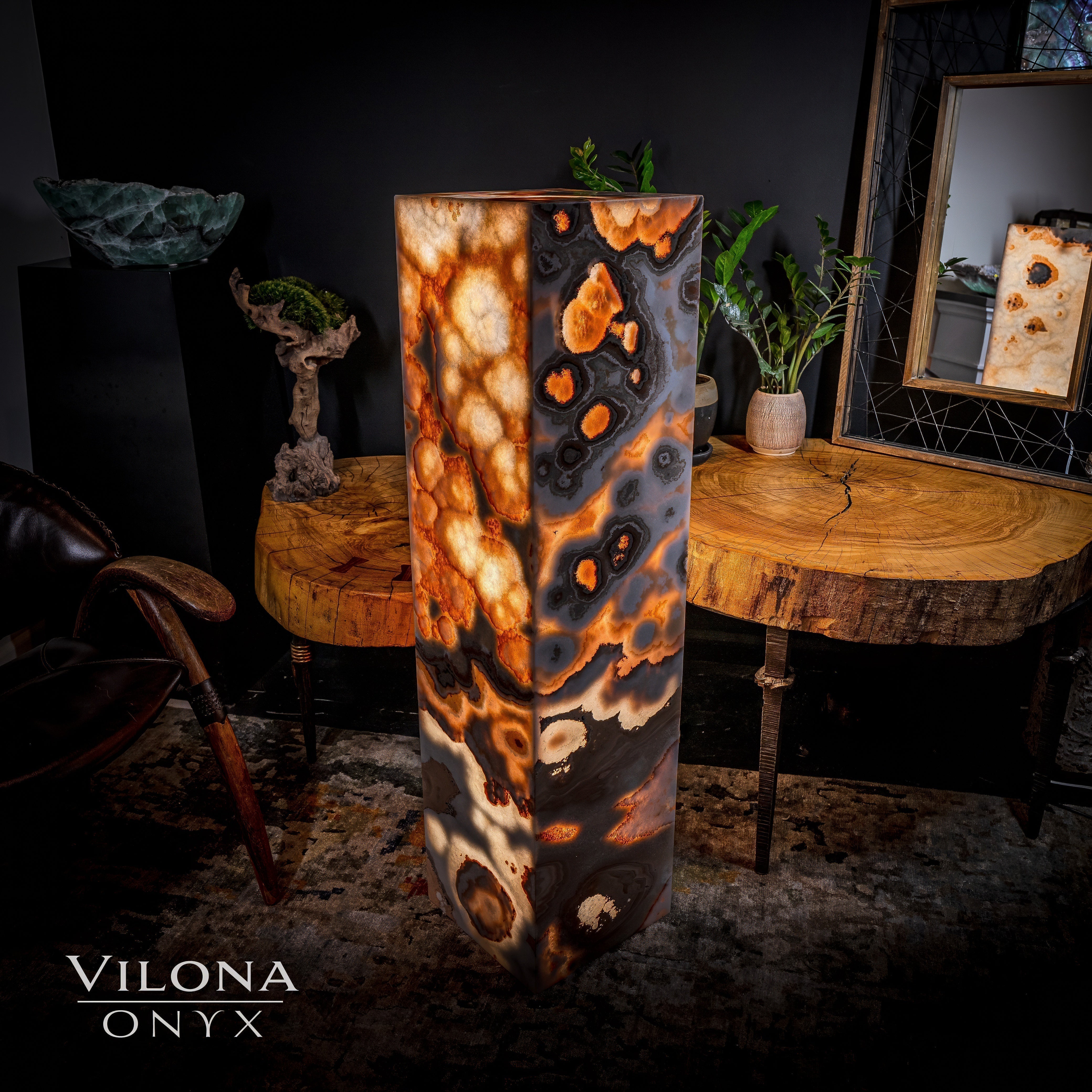 Sahara Onyx Floor Lamp - Exotic - Polished - Medium - 47.5"H x 12"W - Square - #2