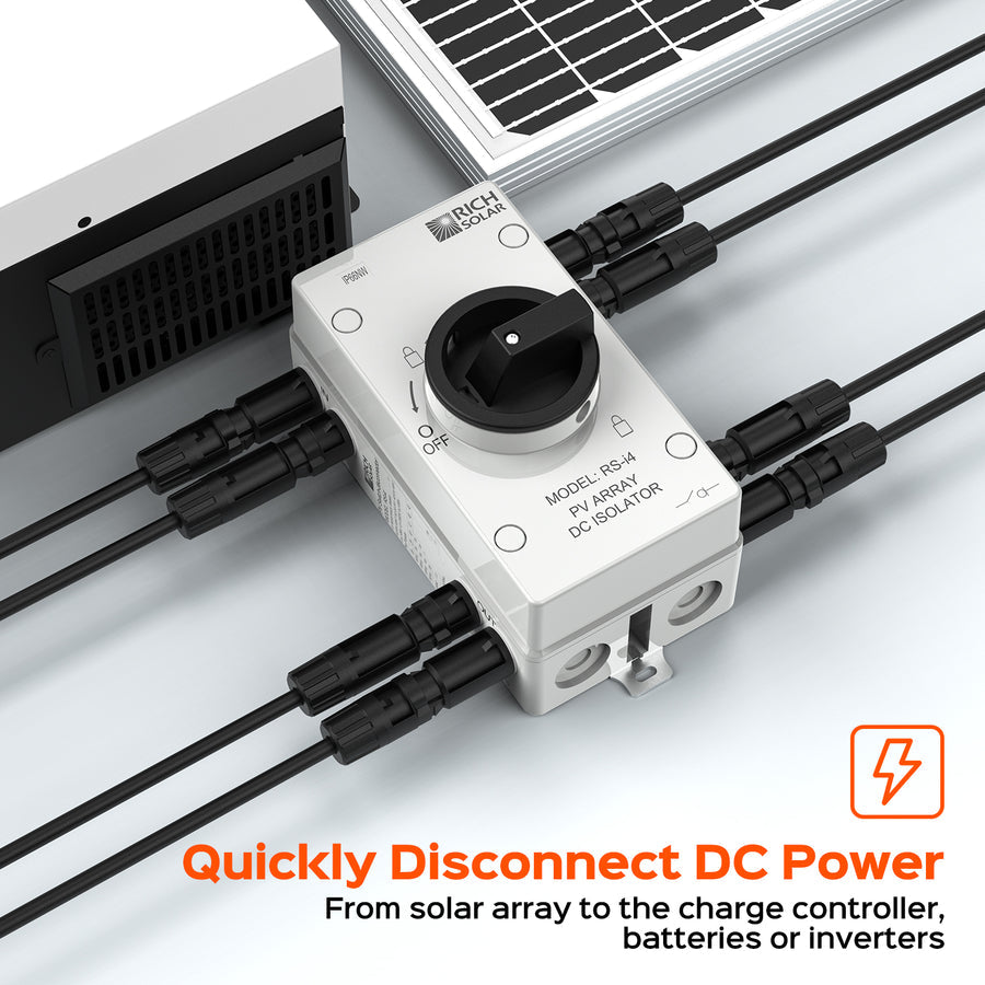 Solar PV DC Quick Disconnect Switch | Solar Array DC Quick Disconnect Switch | 1500 Volt 55 Amp | 4 Pole 2 Strings | Easy to Install