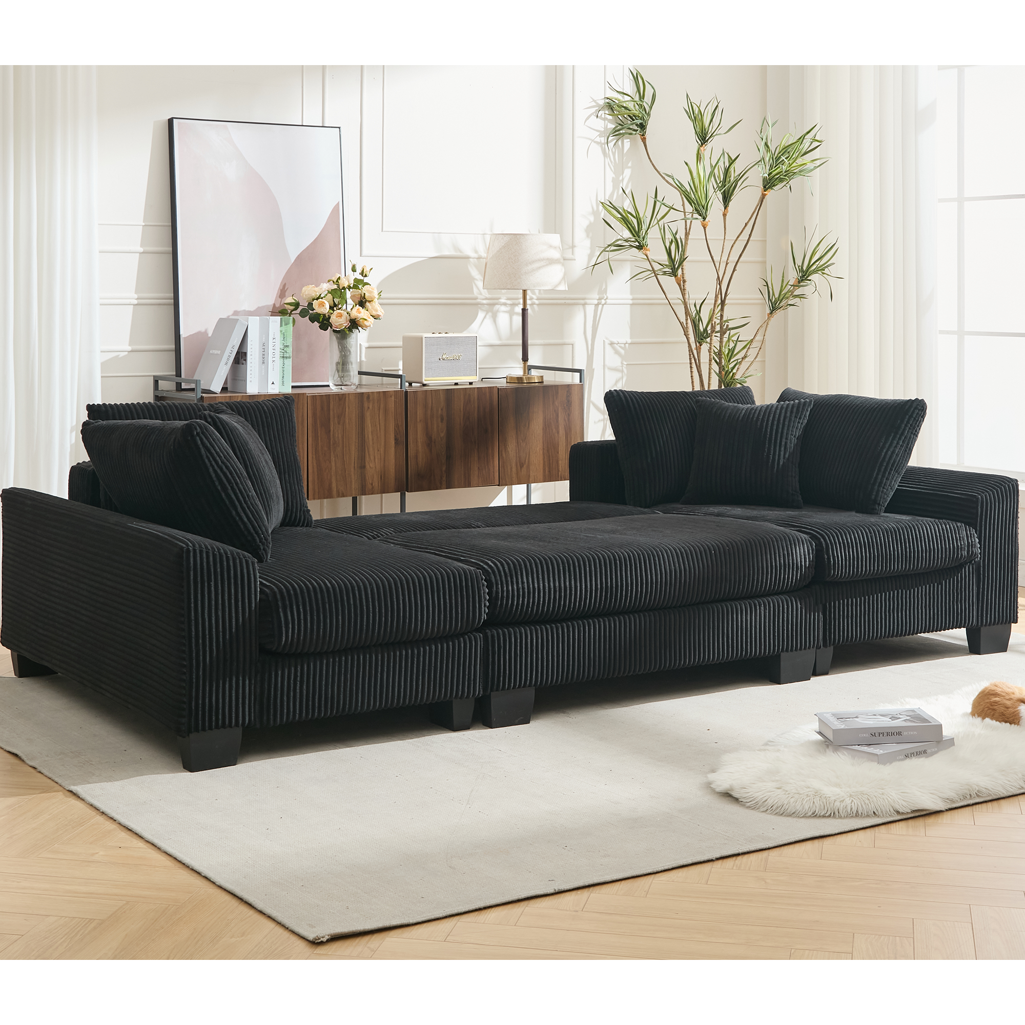 114' Sleeper Sofa,U Shaped Sofa , Pull Out Bed,Convertible Oversize 2