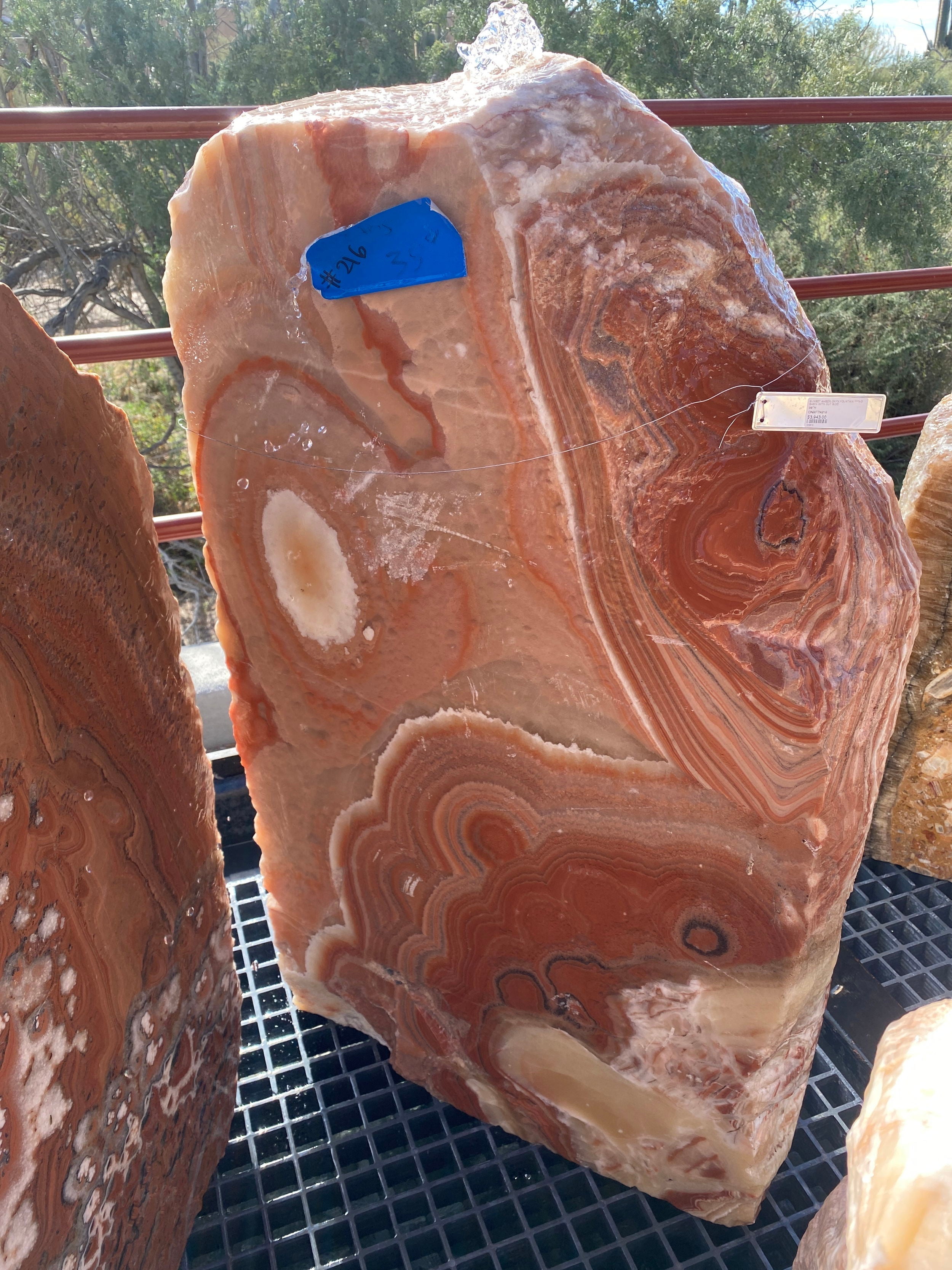 Sunset Amber Onyx Fountain With Cut Sides Flat