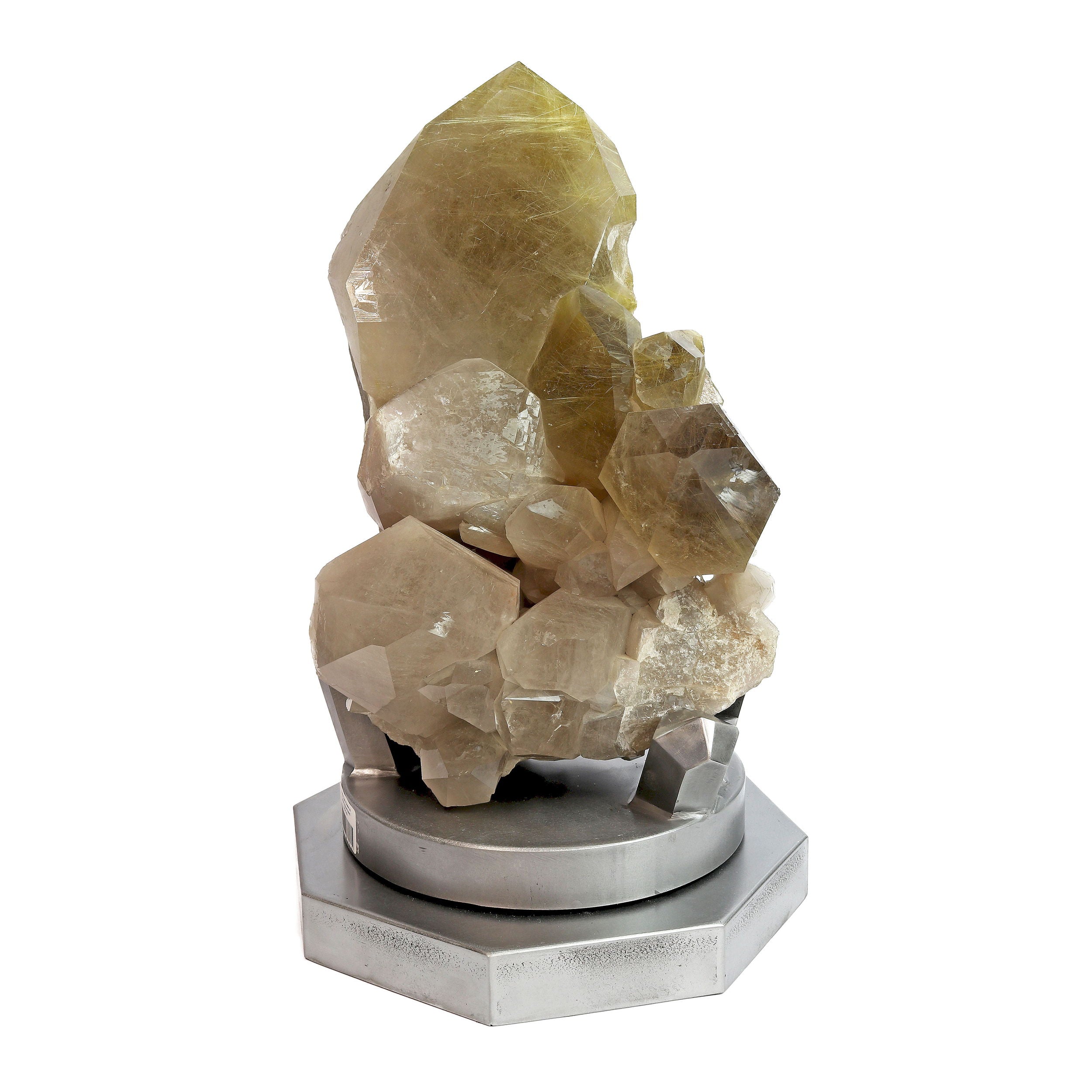 Rutile Quartz Cluster on Custom Rotating Artisan Stand